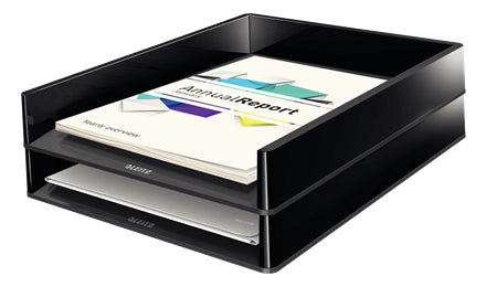 Leitz Briefkorb – mit Griffausschnitt, mit Beschriftungsfeld, glänzend, schwarz, B 267 × H 49 × T 336 mm