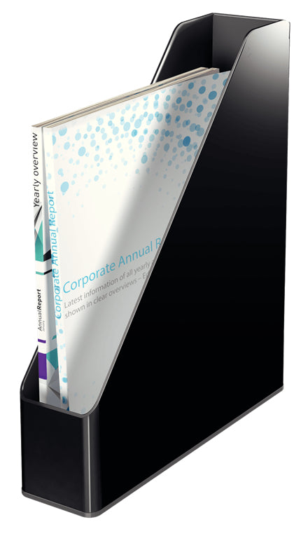 Leitz Stehsammler Duo Color – für Format A4, Kunststoff, schwarz, 73 × 318 × 272 mm