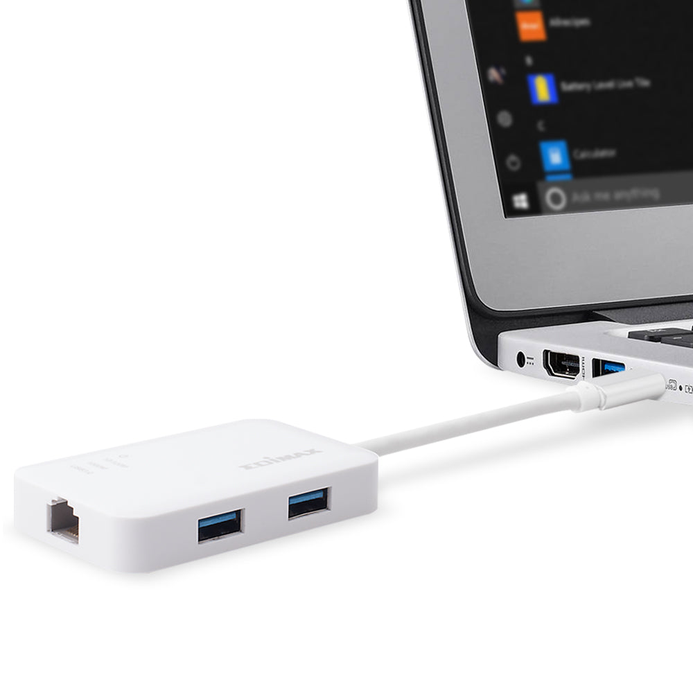 Edimax EU-4308 USB-Hub – USB-C, 3× USB-A, GbE, für Windows/Mac/Linux