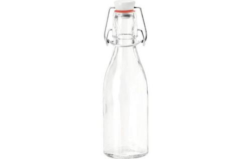 GLOREX Glasflasche – 100 ml, H 14,5 cm, Glas, Transparent, mit Bügelverschluss