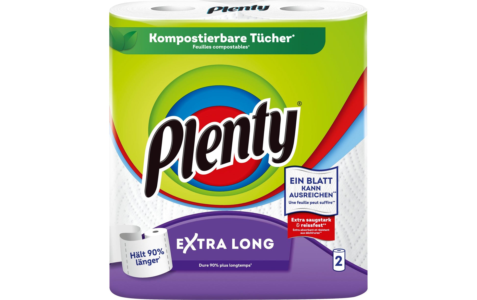 Plenty Haushaltspapier – Weiss, Papier – Rolle 86 Blatt – Pack 2 Rollen