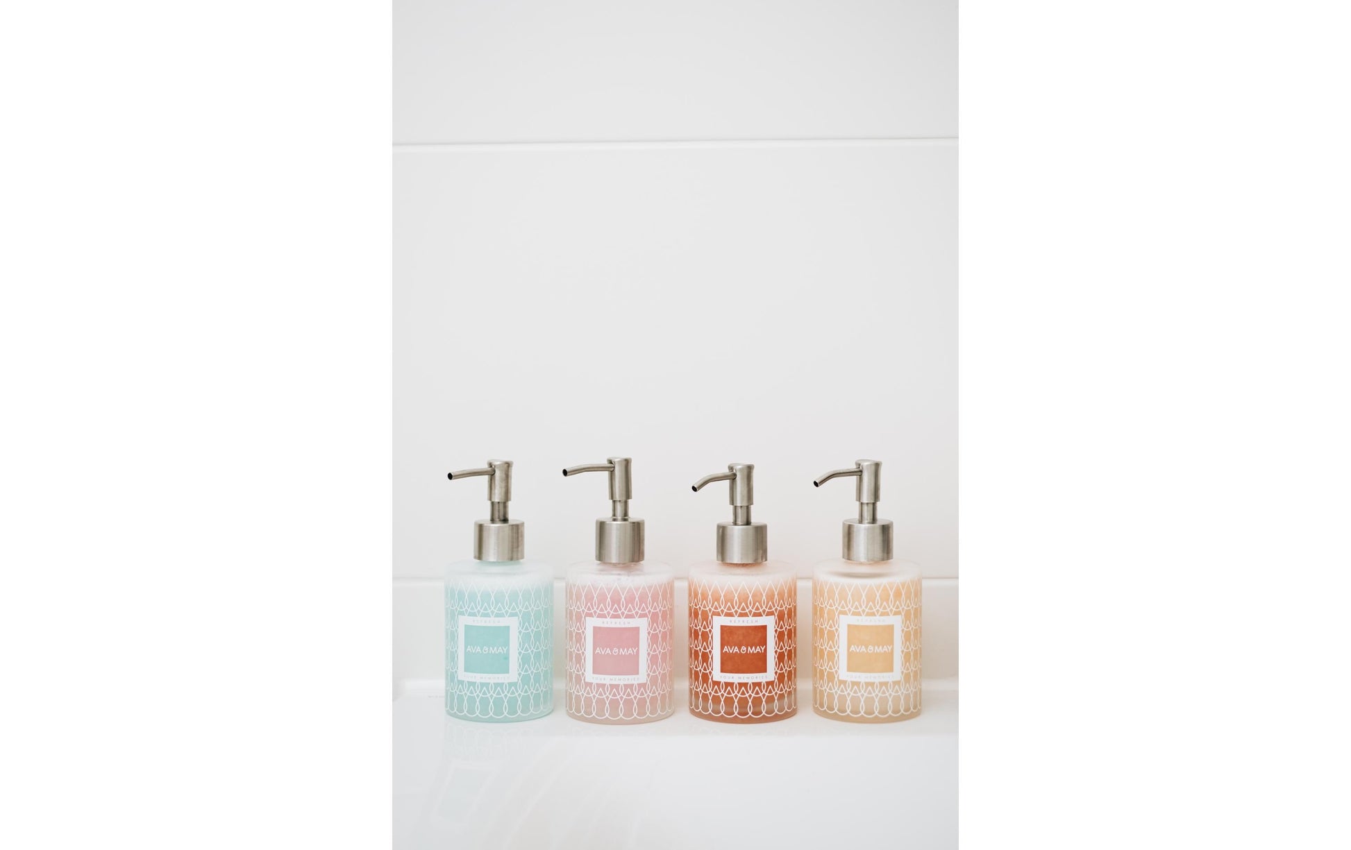 Ava & May – Seifenspender, manuell, 185 ml, Glas, weiss