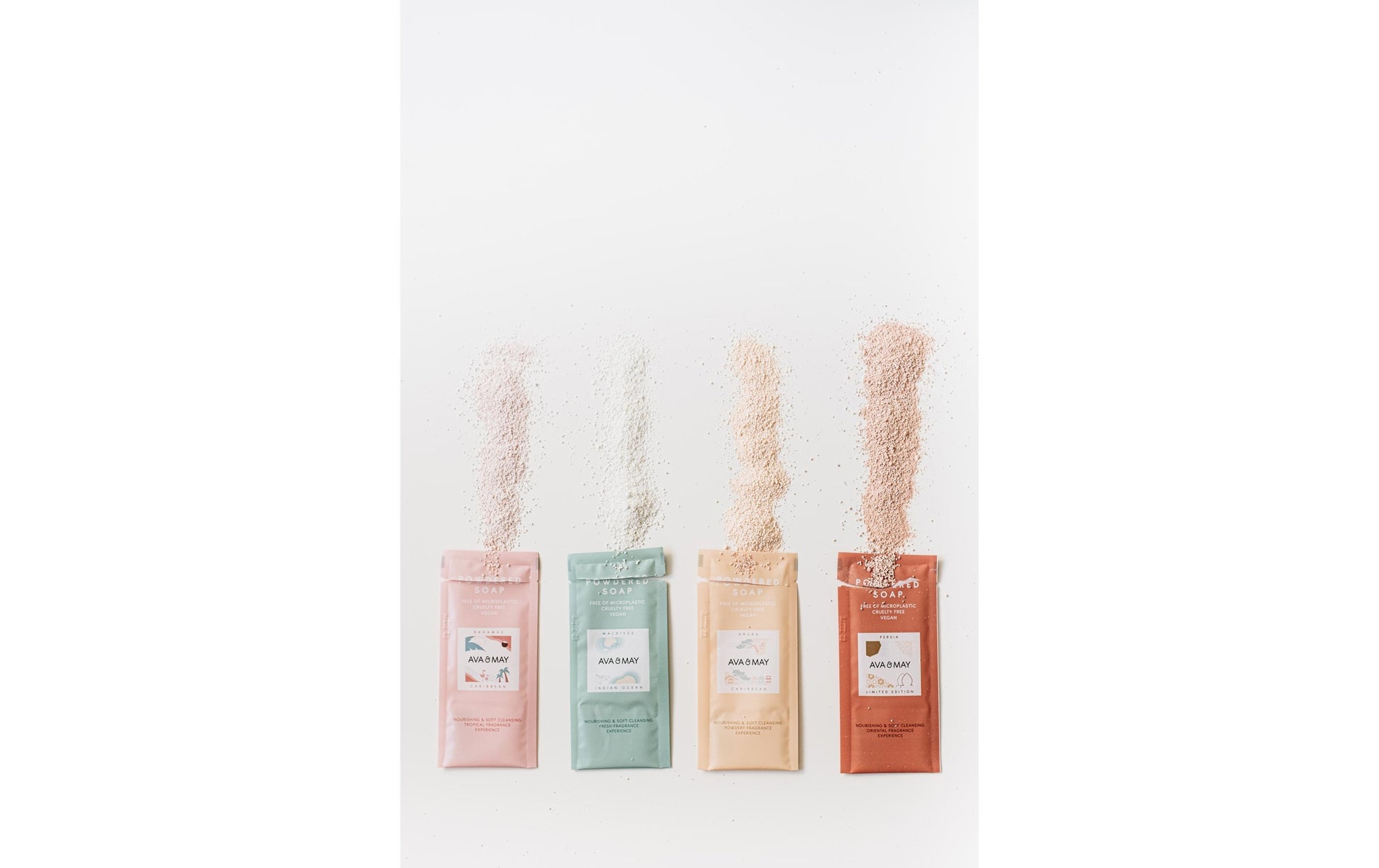 AVA & MAY Seifenpulver-Set – 4-teilig, gemischt, 60 g, Nachfüllbeutel