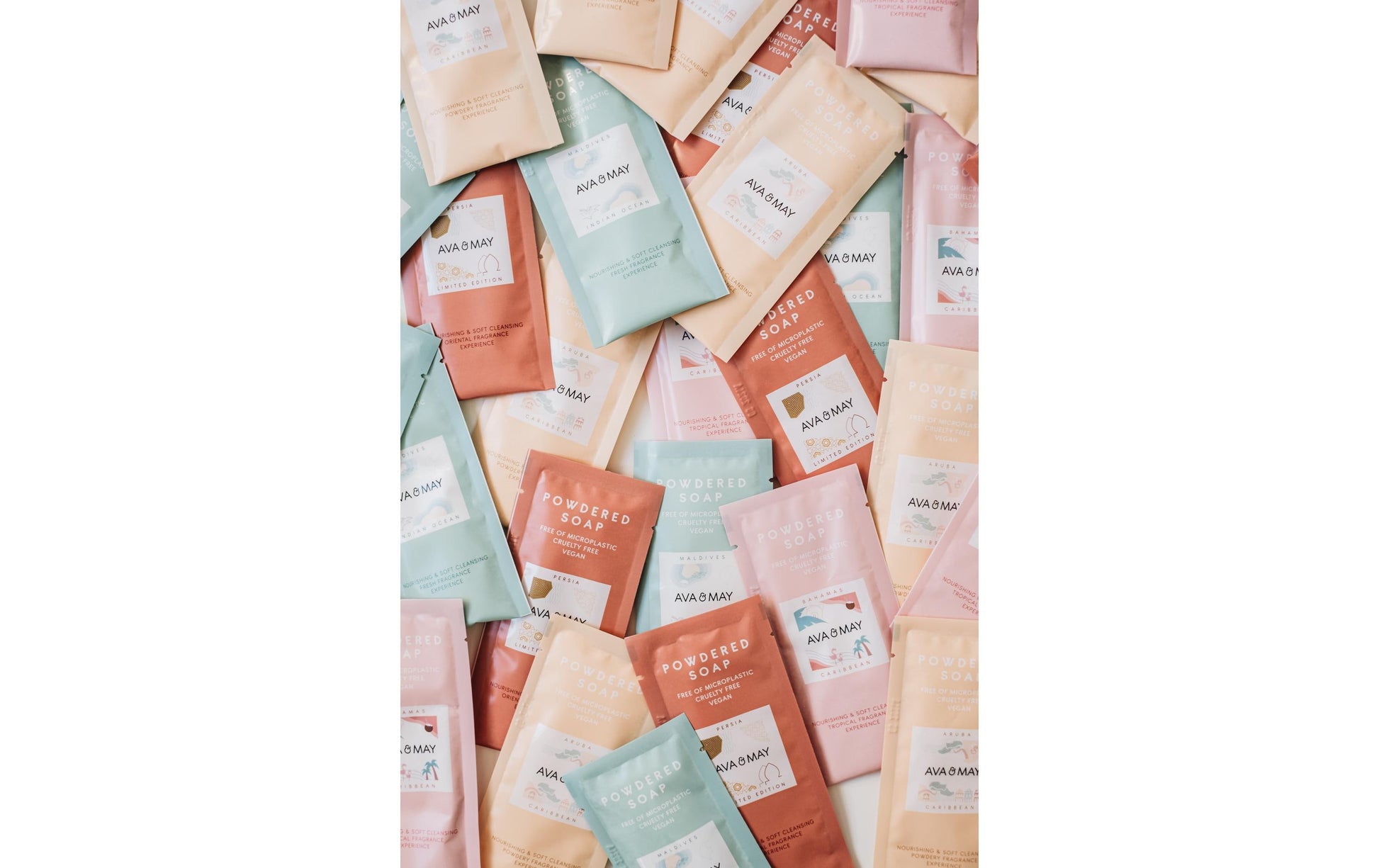 AVA & MAY Seifenpulver-Set – 4-teilig, gemischt, 60 g, Nachfüllbeutel