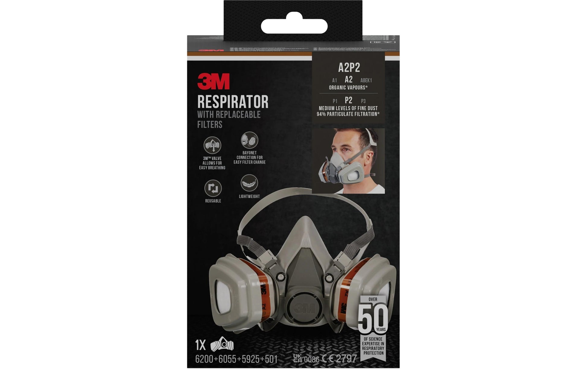 3M Halbmaske A2P2 6002C Grau