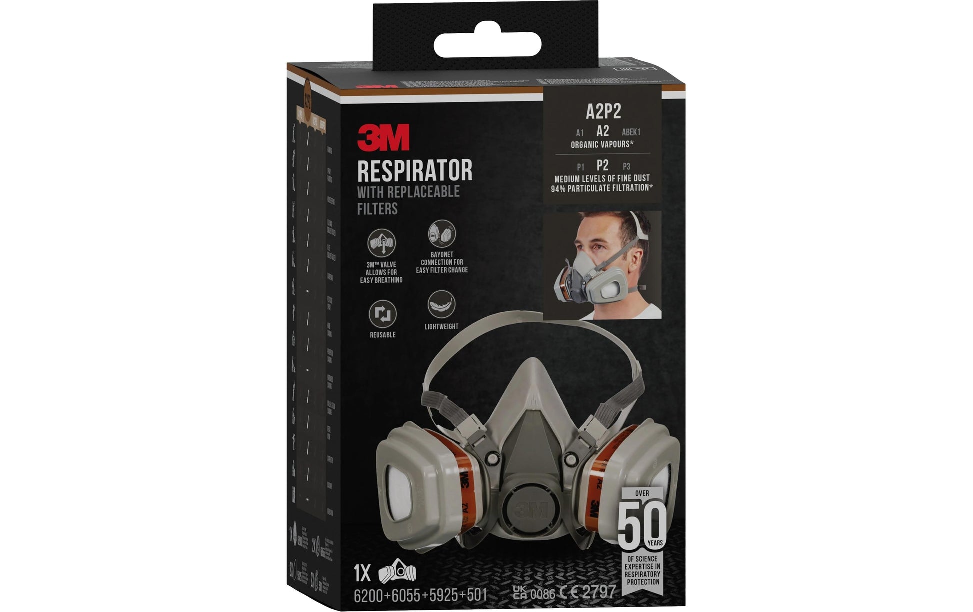 3M Halbmaske A2P2 6002C Grau