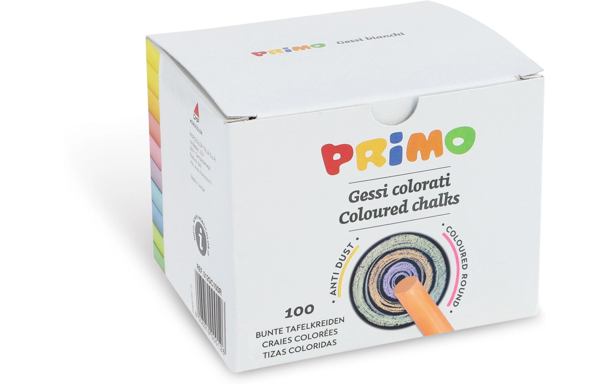 Primo Runde Kreide – bunt – 100 Stück, 10 Farben – für Tafel, Papier und Karton