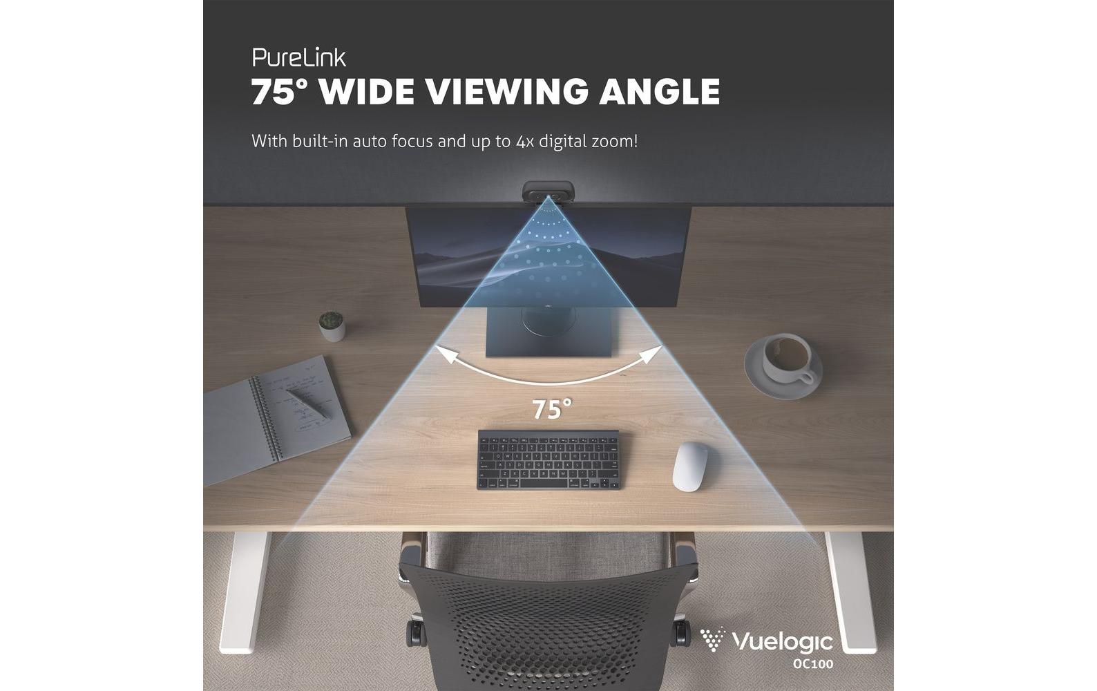 Purelink Vuelogic PL VL-OC100 – Webcam – 2K QHD, USB-C, Autofokus, 75° FOV, Schwarz