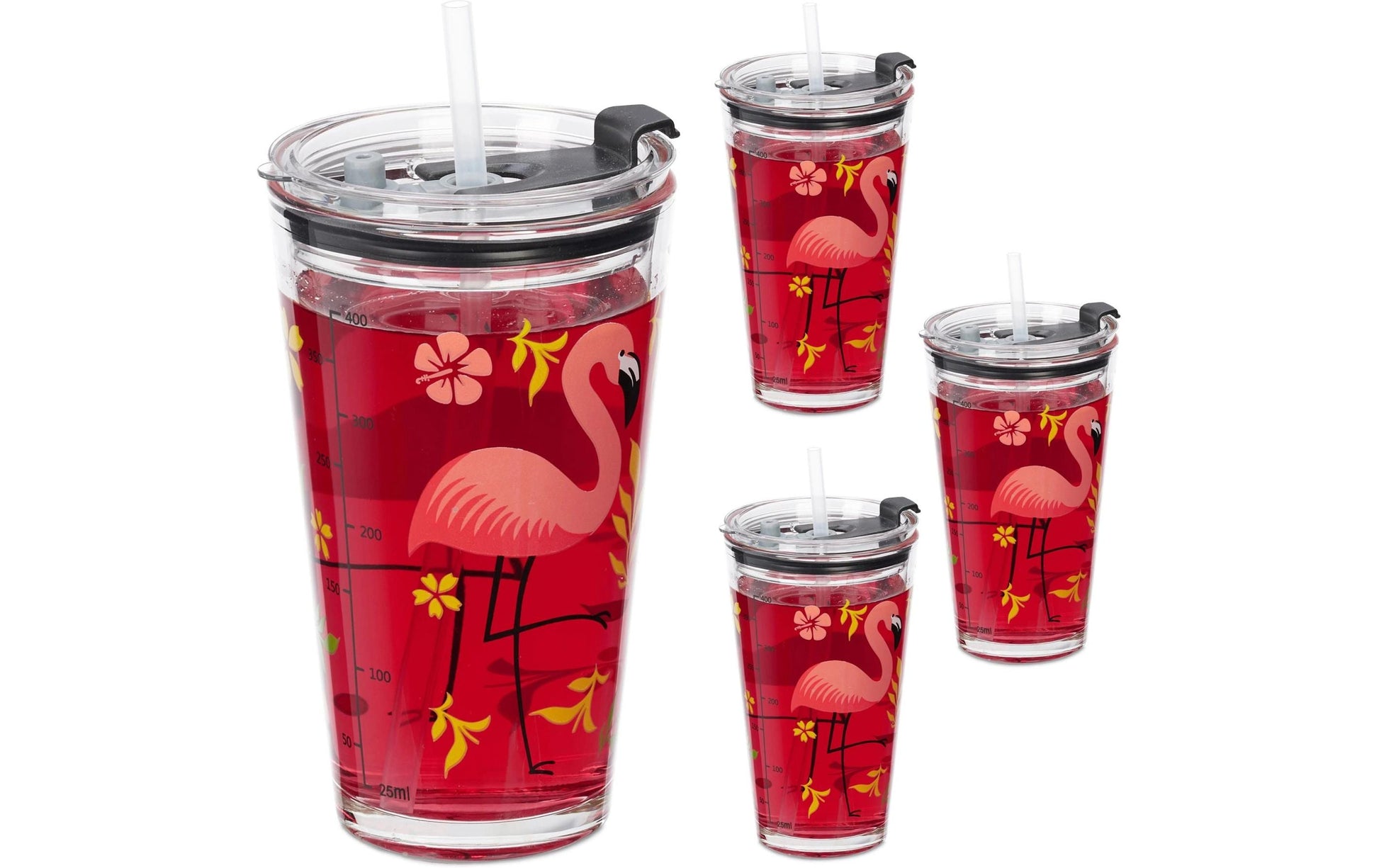 Relaxdays Trinkglas – 450 ml, Kunststoff, Grün, spülmaschinenfest