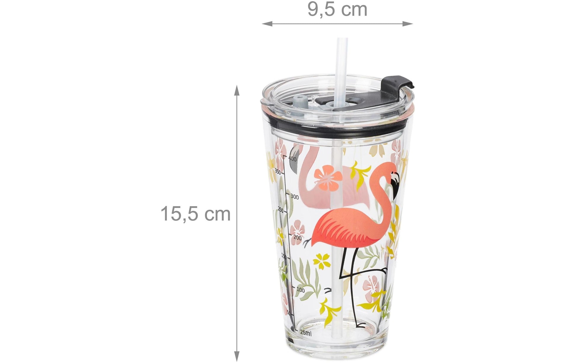 Relaxdays Trinkglas – 450 ml, Kunststoff, Grün, spülmaschinenfest