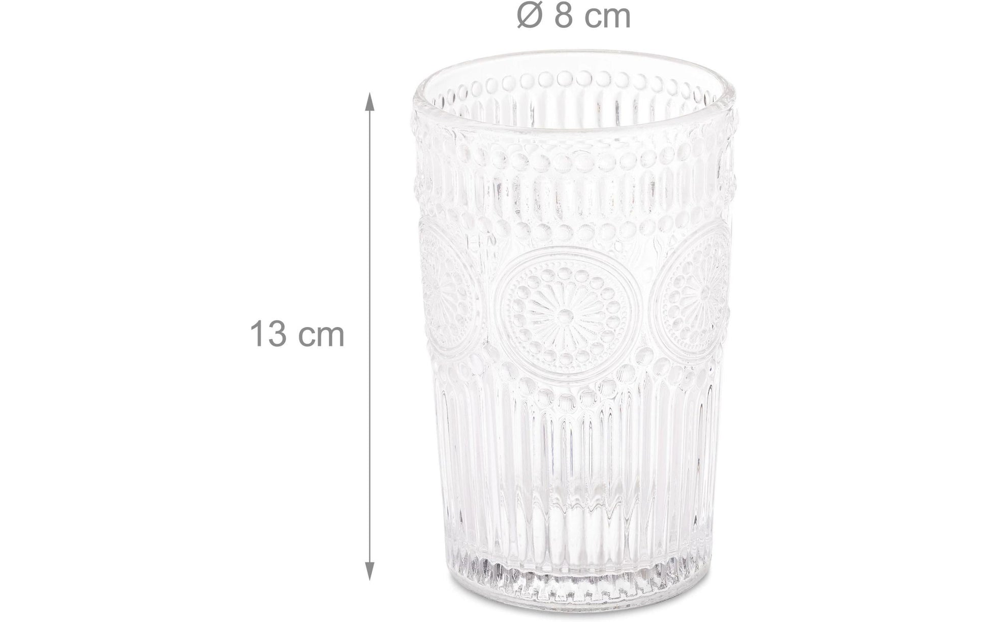Relaxdays Trinkglas – 300 ml, Ø 8,0 cm, H 13,0 cm, Transparent
