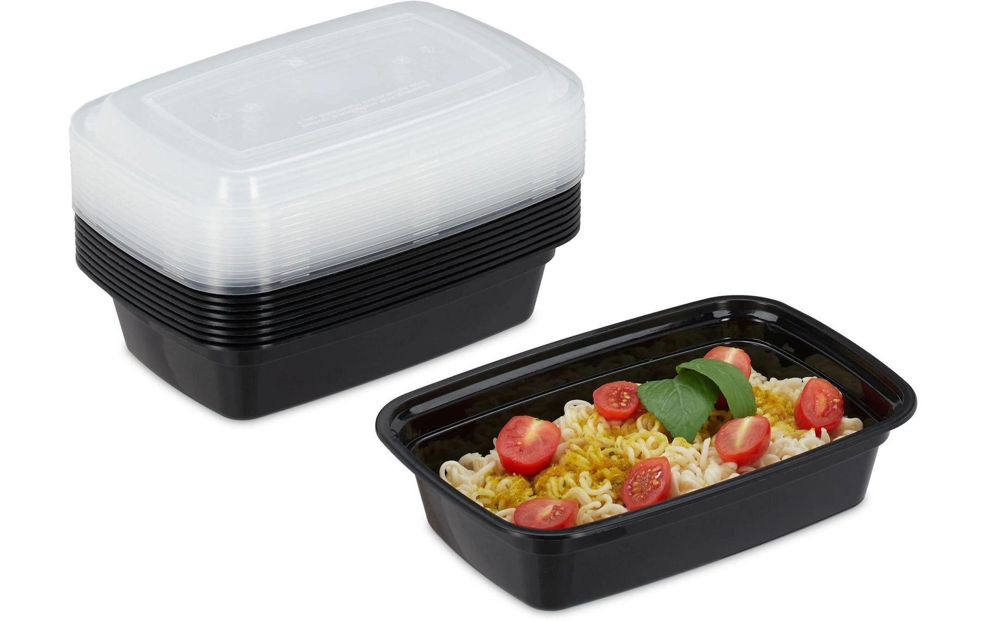 Relaxdays Take-away-Box, PP – 1'000 ml – 22 × 15 cm, schwarz – 1 Stk.