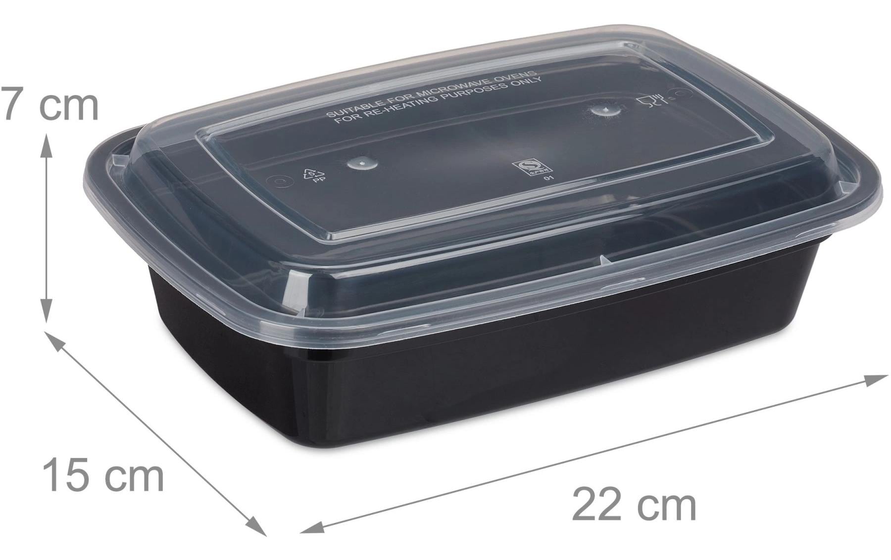 Relaxdays Take-away-Box, PP – 1'000 ml – 22 × 15 cm, schwarz – 1 Stk.