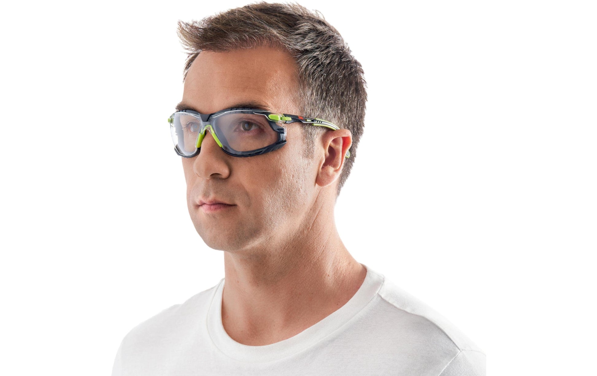 3M Solus Schutzbrille – Antibeschlag, Kratzfest, Rahmen Grün/Schwarz, Kunststoff, Inkl. Stoffetui