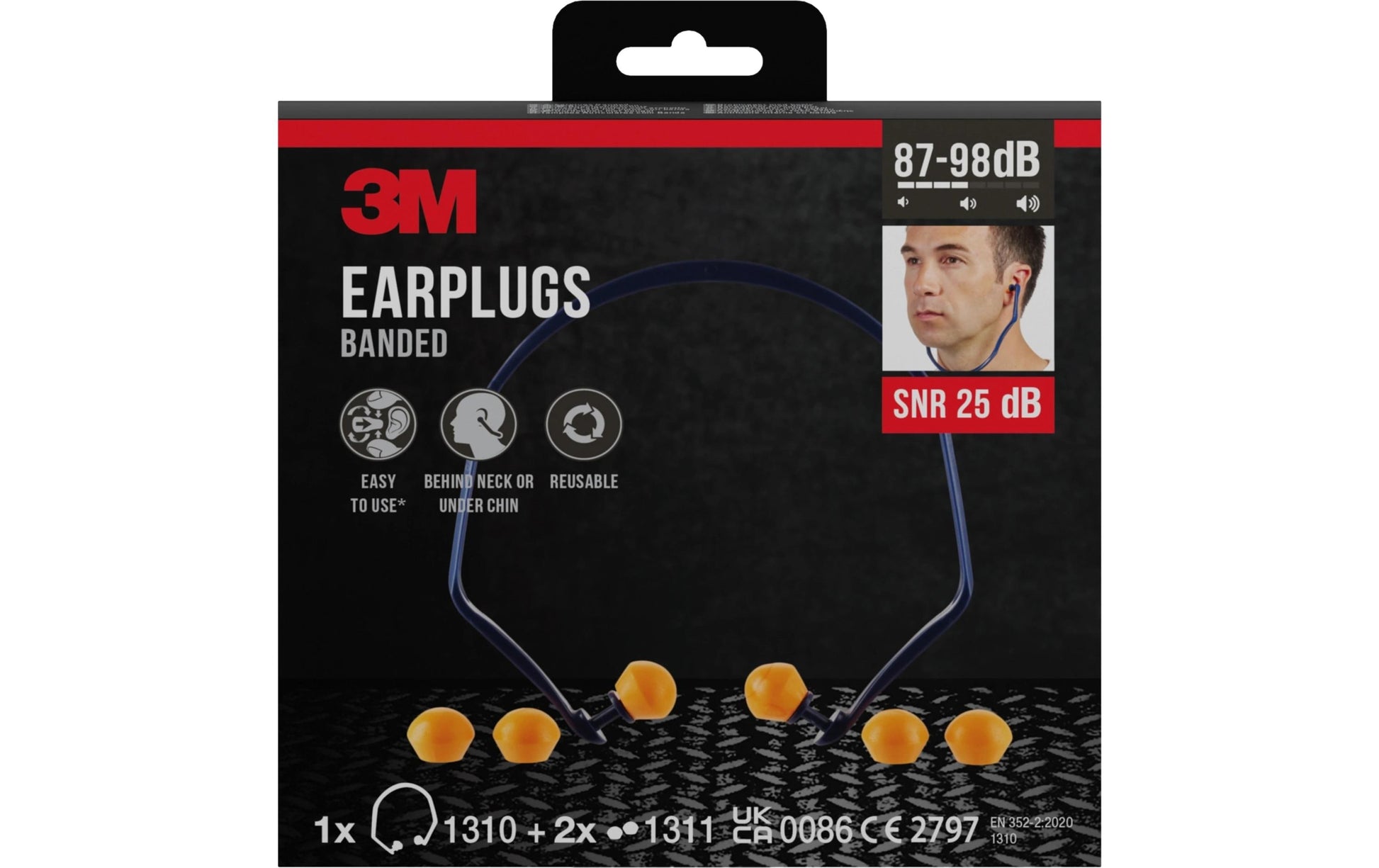 3M In-Ear-Gehörschutz – SNR 27 dB, Kopfbügel, Blau