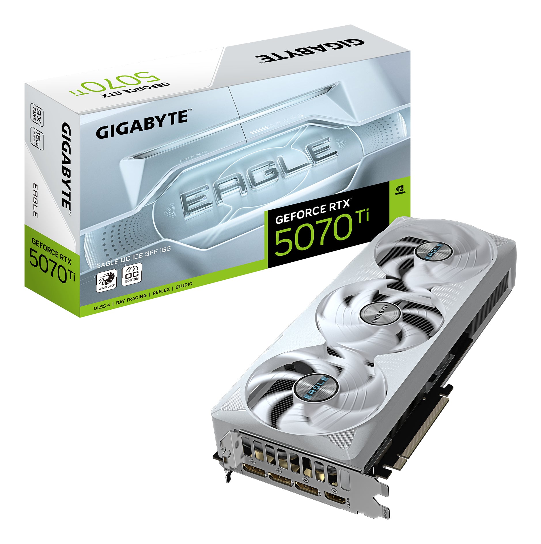 GIGABYTE GV-N507TEAGLEOC ICE-16GD – PCIe Grafikkarte – 3×DP, 1×HDMI, PCIe x16 5.0, 1×16‑pin, TDP 300 W