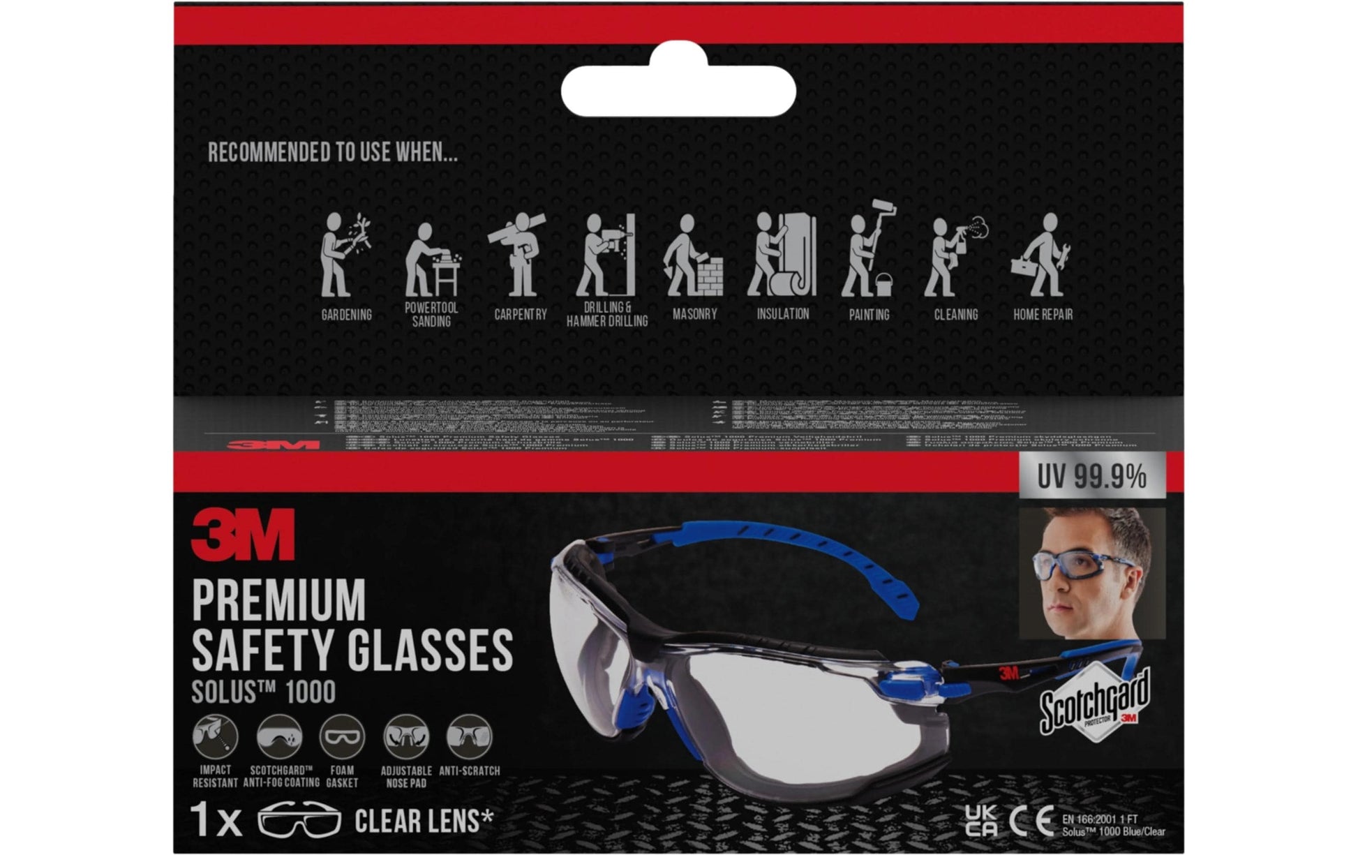 3M Solus Schutzbrille – klar, beschlagfrei, kratzfest, UV-Schutz