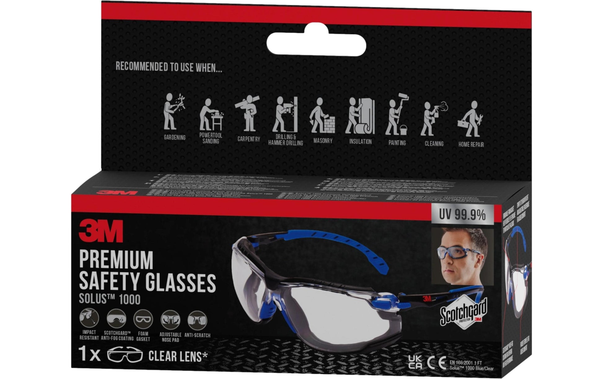 3M Solus Schutzbrille – klar, beschlagfrei, kratzfest, UV-Schutz