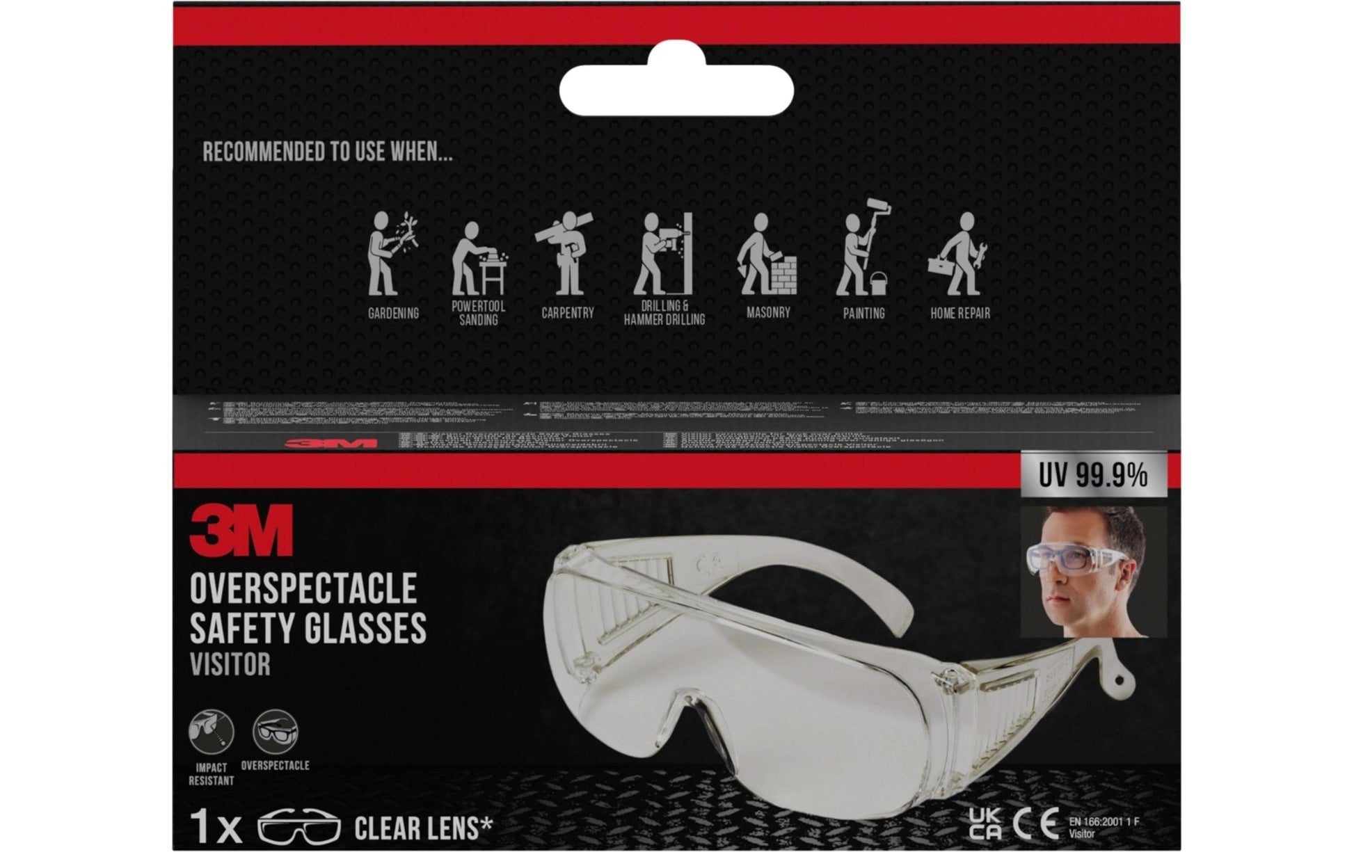 3M Überbrille – klar, für Brillenträger, UV-Schutz