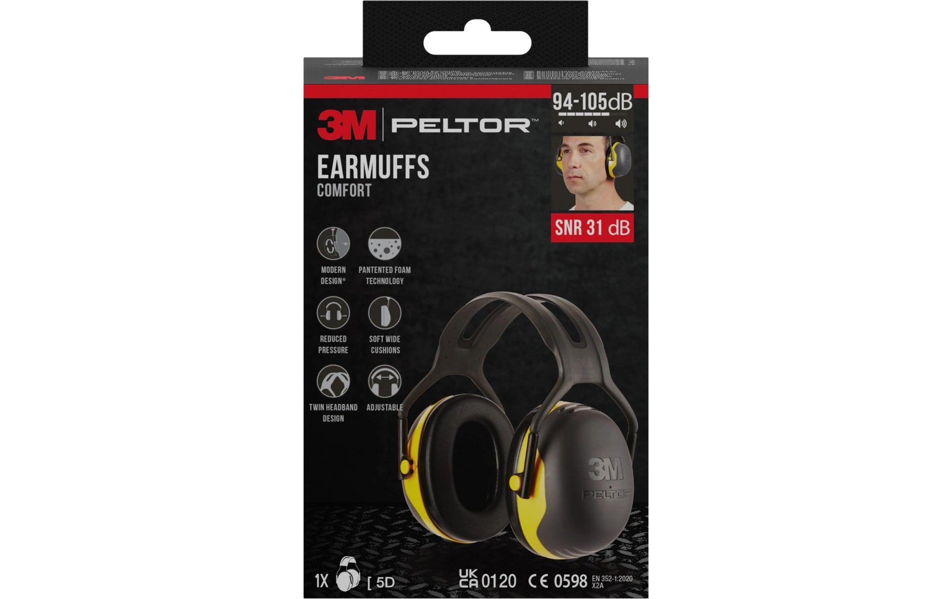 3M Peltor Kapselgehörschutz Komfort X2A – SNR 31 dB, Kopfbügel, Schwarz