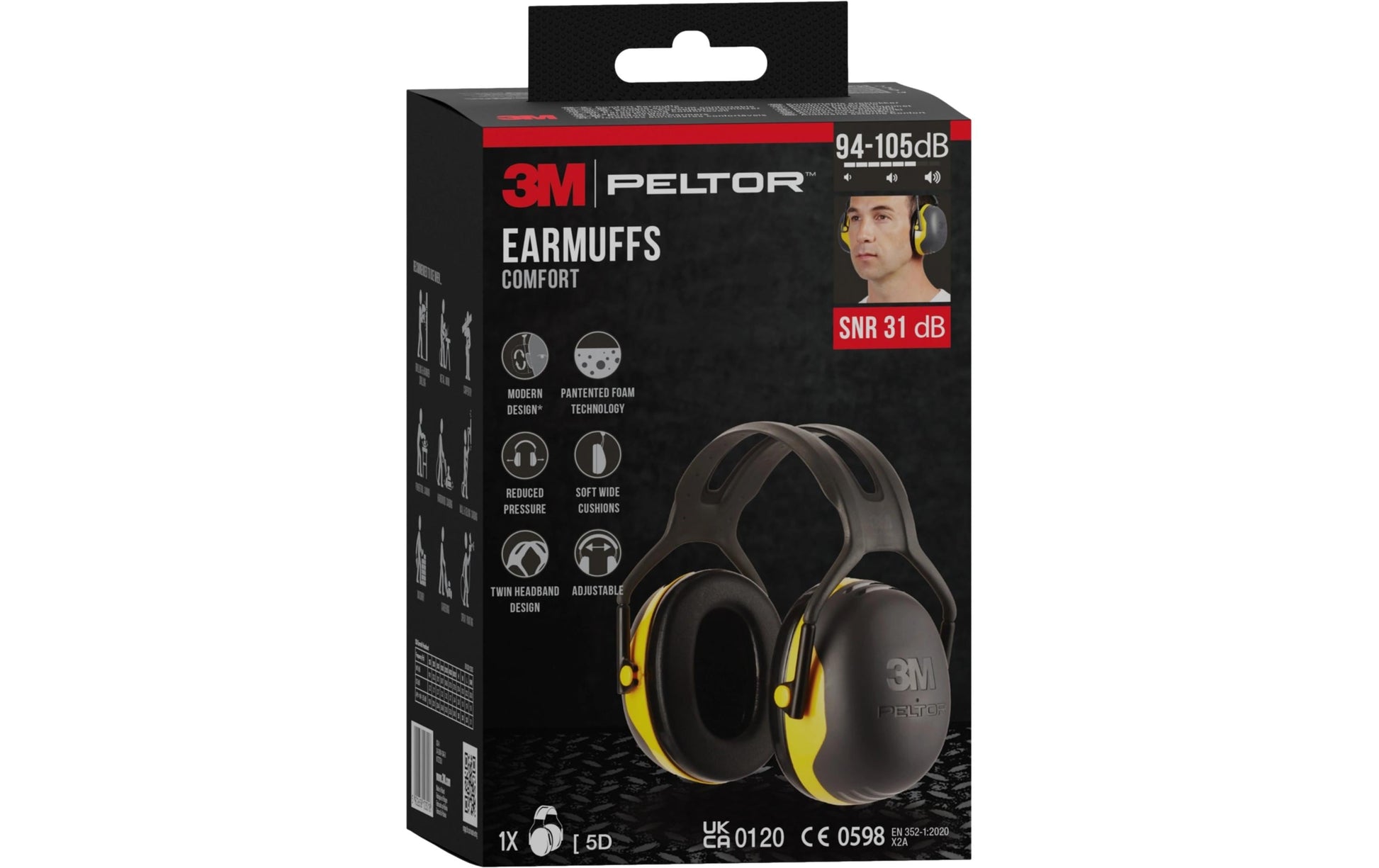 3M Peltor Kapselgehörschutz Komfort X2A – SNR 31 dB, Kopfbügel, Schwarz