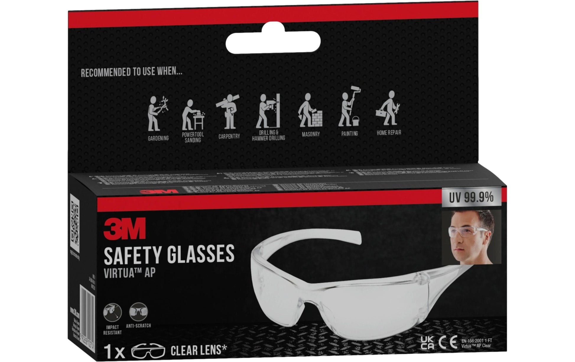 3M Schutzbrille Virtua AP VIRCC1 – klar, kratzfest, UV-Schutz, EN 166:2001 1 FT