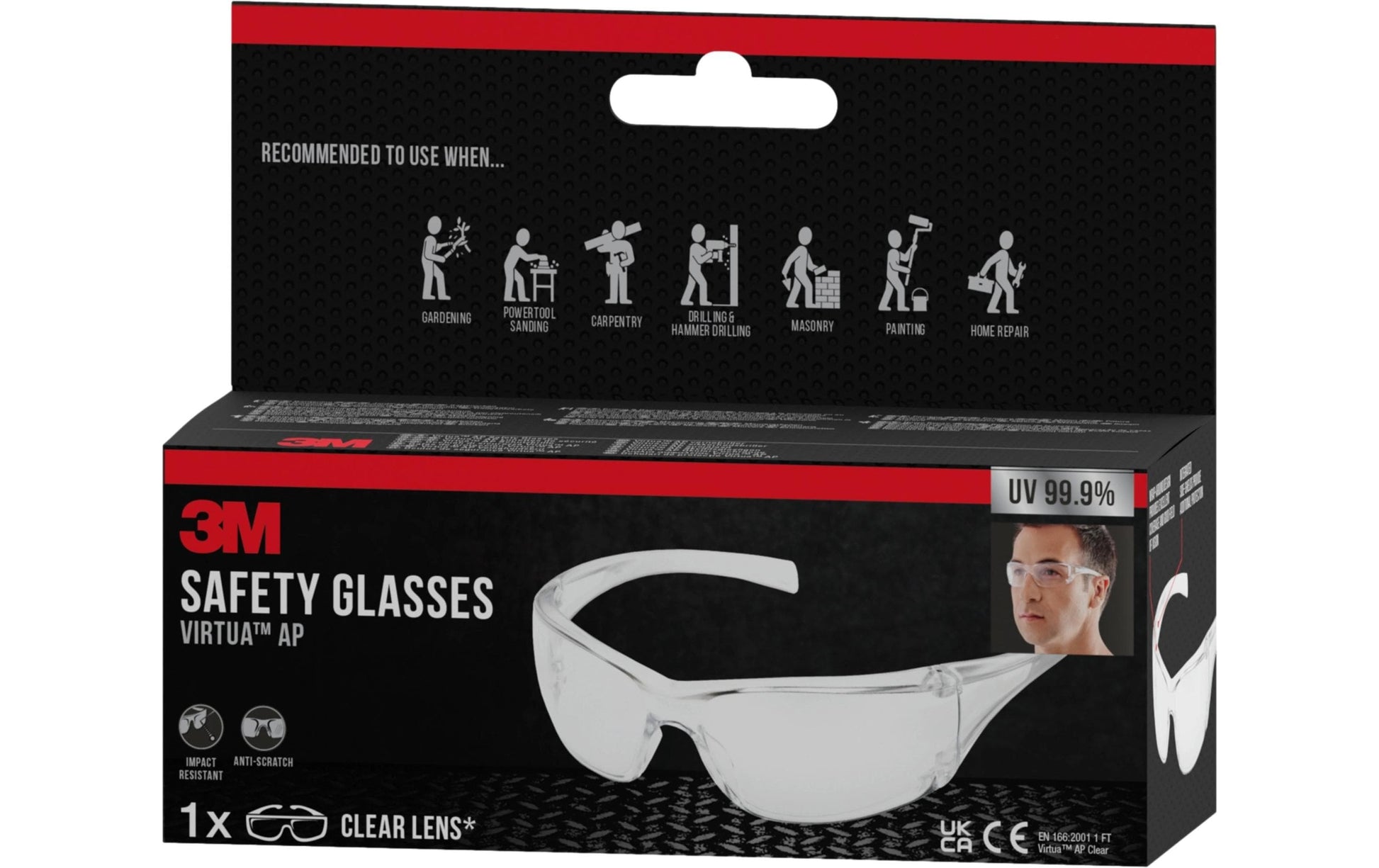 3M Schutzbrille Virtua AP VIRCC1 – klar, kratzfest, UV-Schutz, EN 166:2001 1 FT