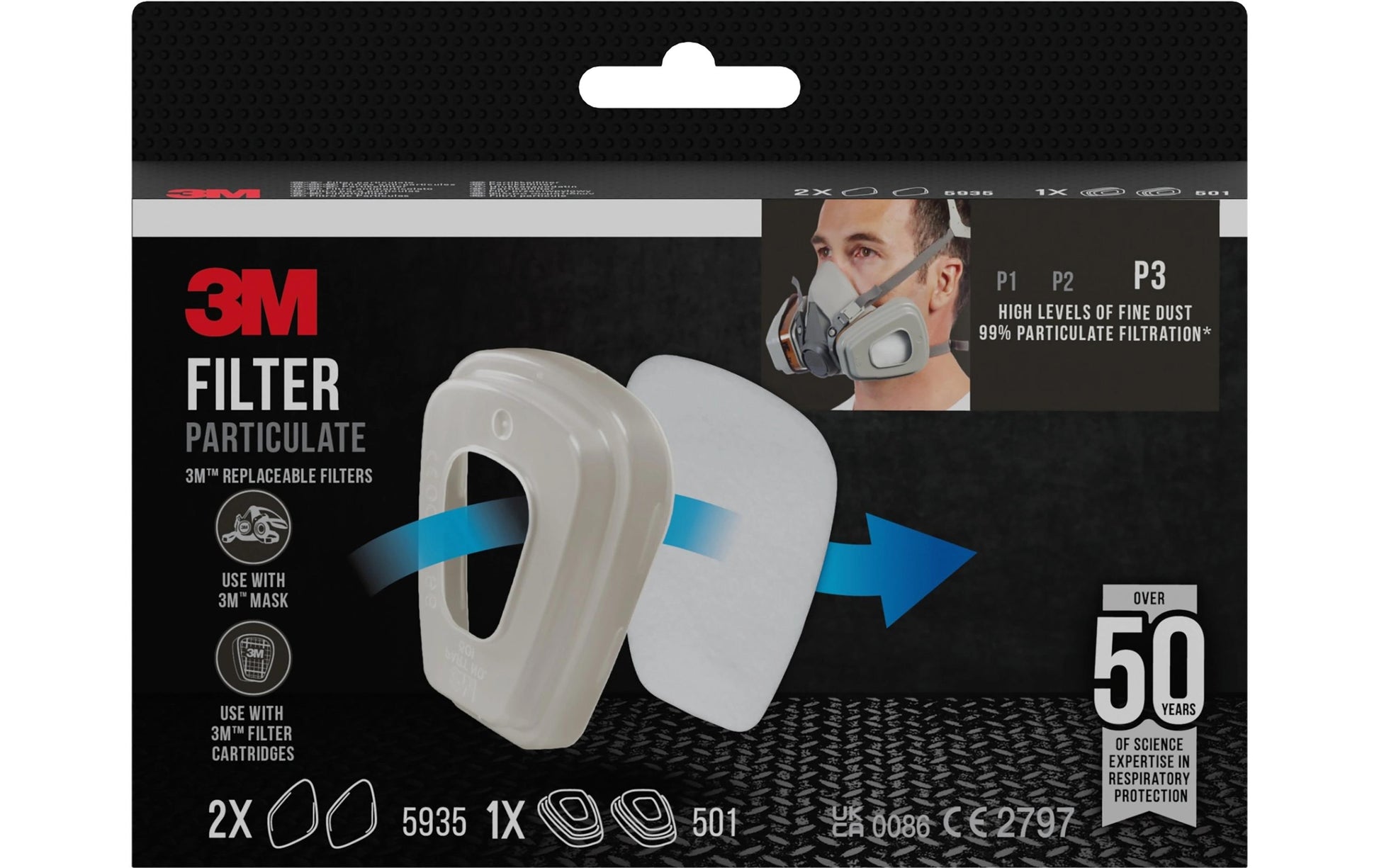 3M Ersatzfilter P3 5935 – 2 Stk. – für 3M Serien 6000, 6500, 7000
