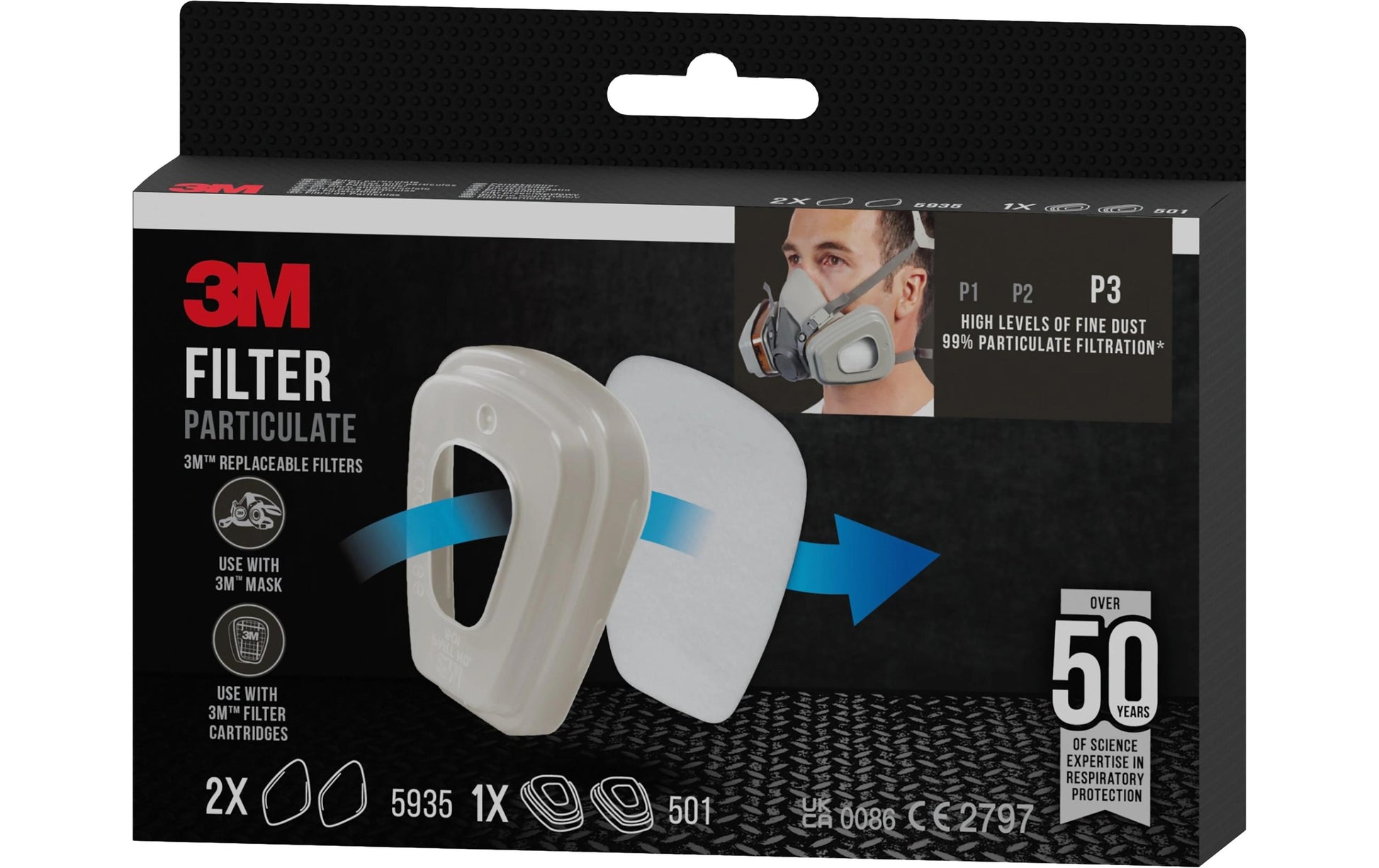 3M Ersatzfilter P3 5935 – 2 Stk. – für 3M Serien 6000, 6500, 7000