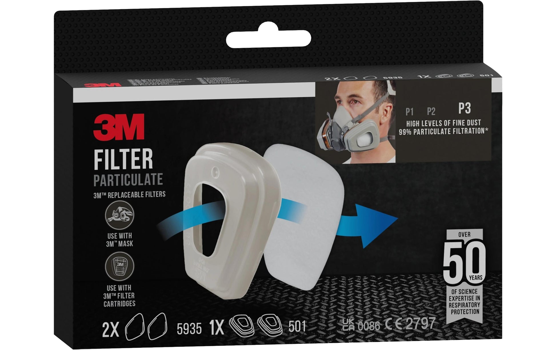 3M Ersatzfilter P3 5935 – 2 Stk. – für 3M Serien 6000, 6500, 7000