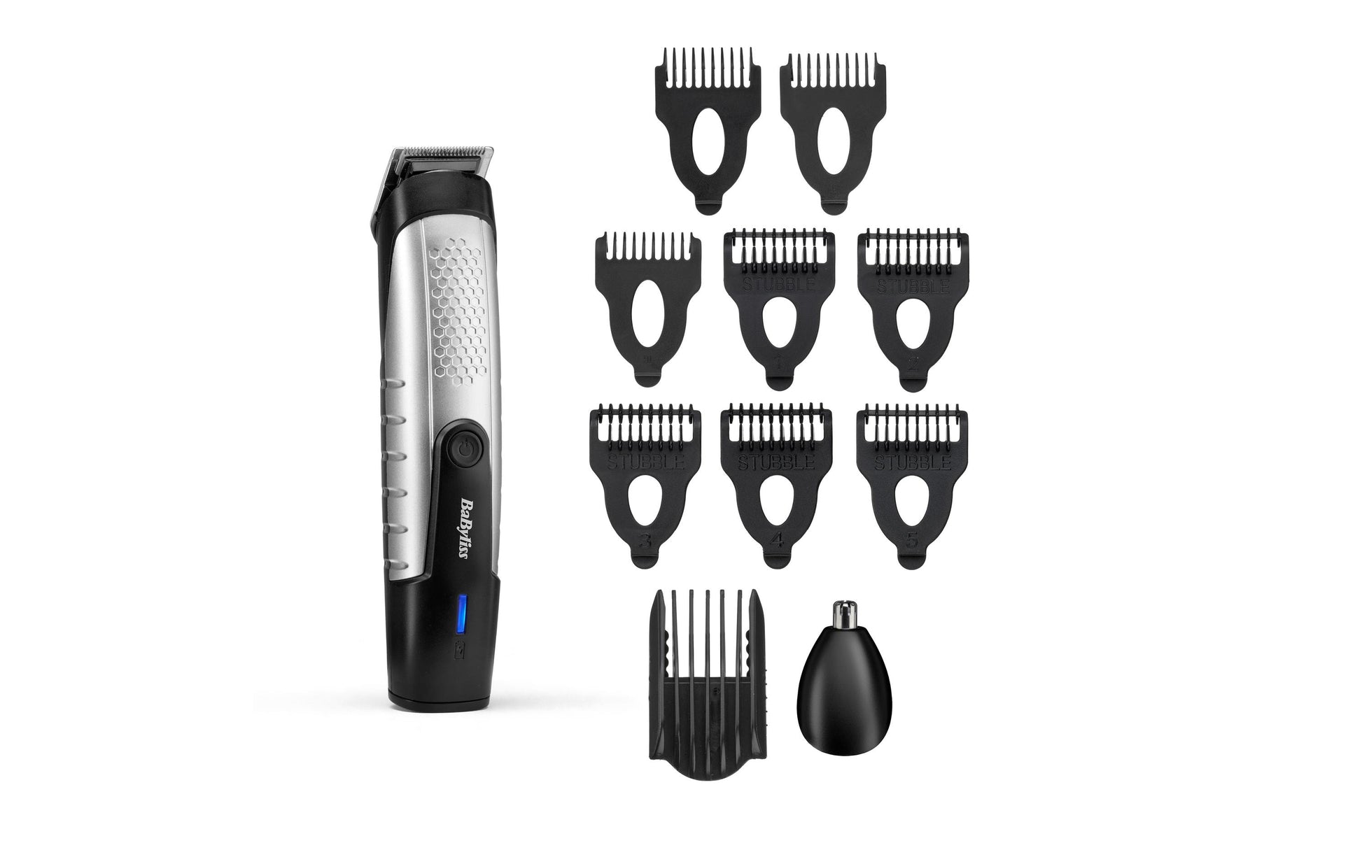 BaByliss Bartschneider T812E – Akkubetrieb, 80 min, wasserfest – 0,5–10 mm, 14 Schnittstufen – schwarz/silber
