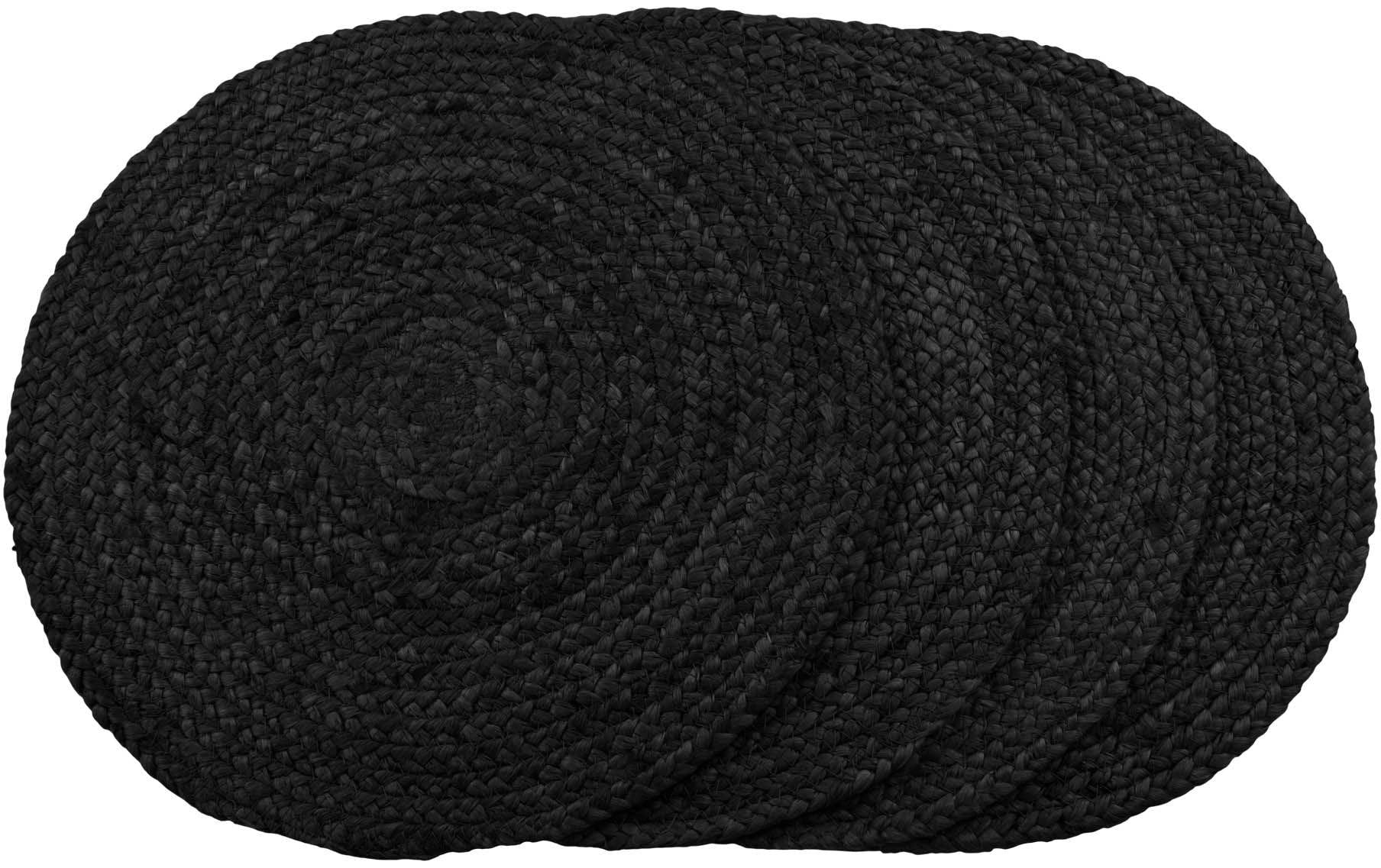 House Nordic Tischset Bombay – rund, Jute, dunkelgrau, Ø38 cm – 4er-Set