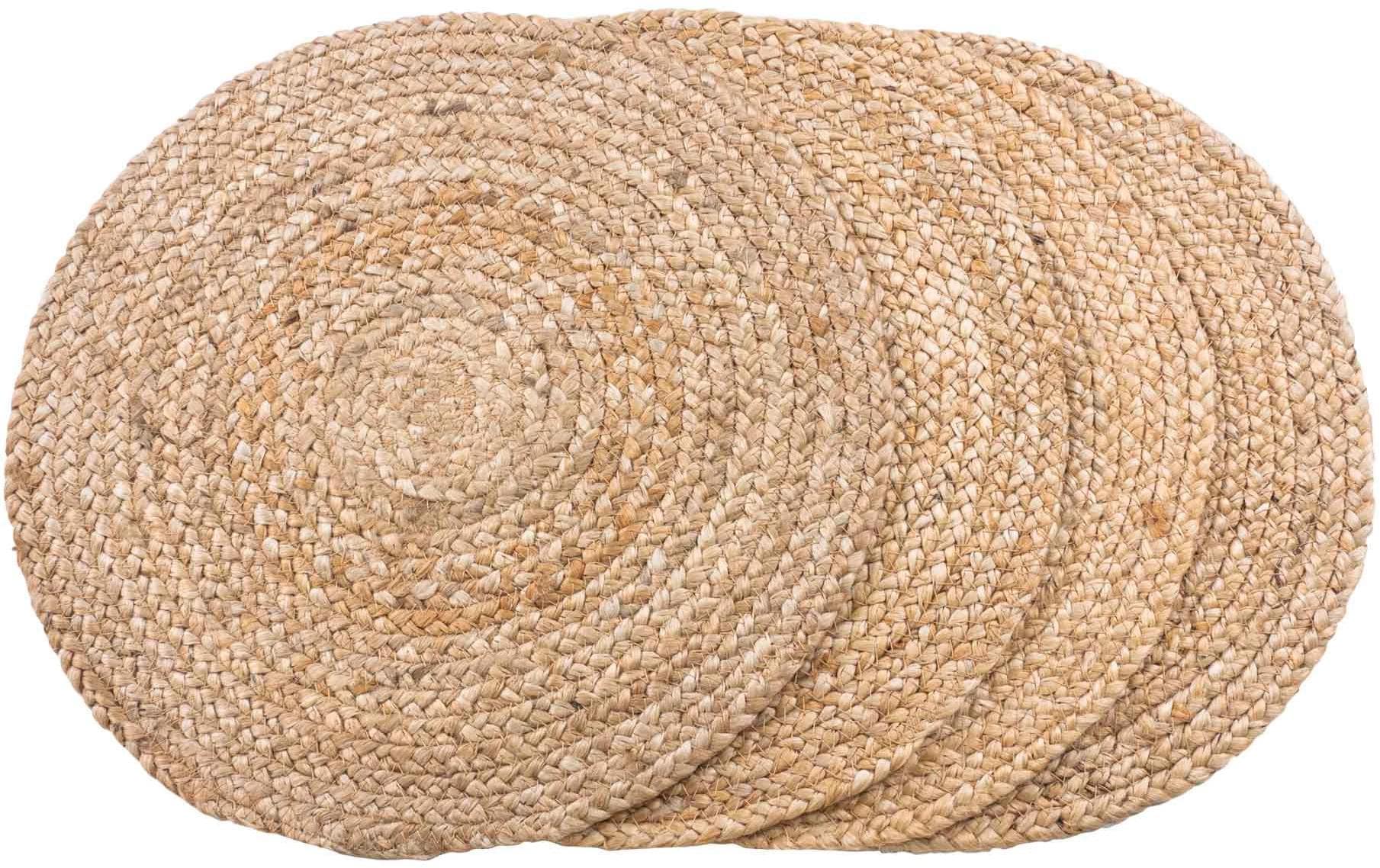 House Nordic Tischset Bombay – rund, Jute, natur, Ø38 cm – 4er-Set