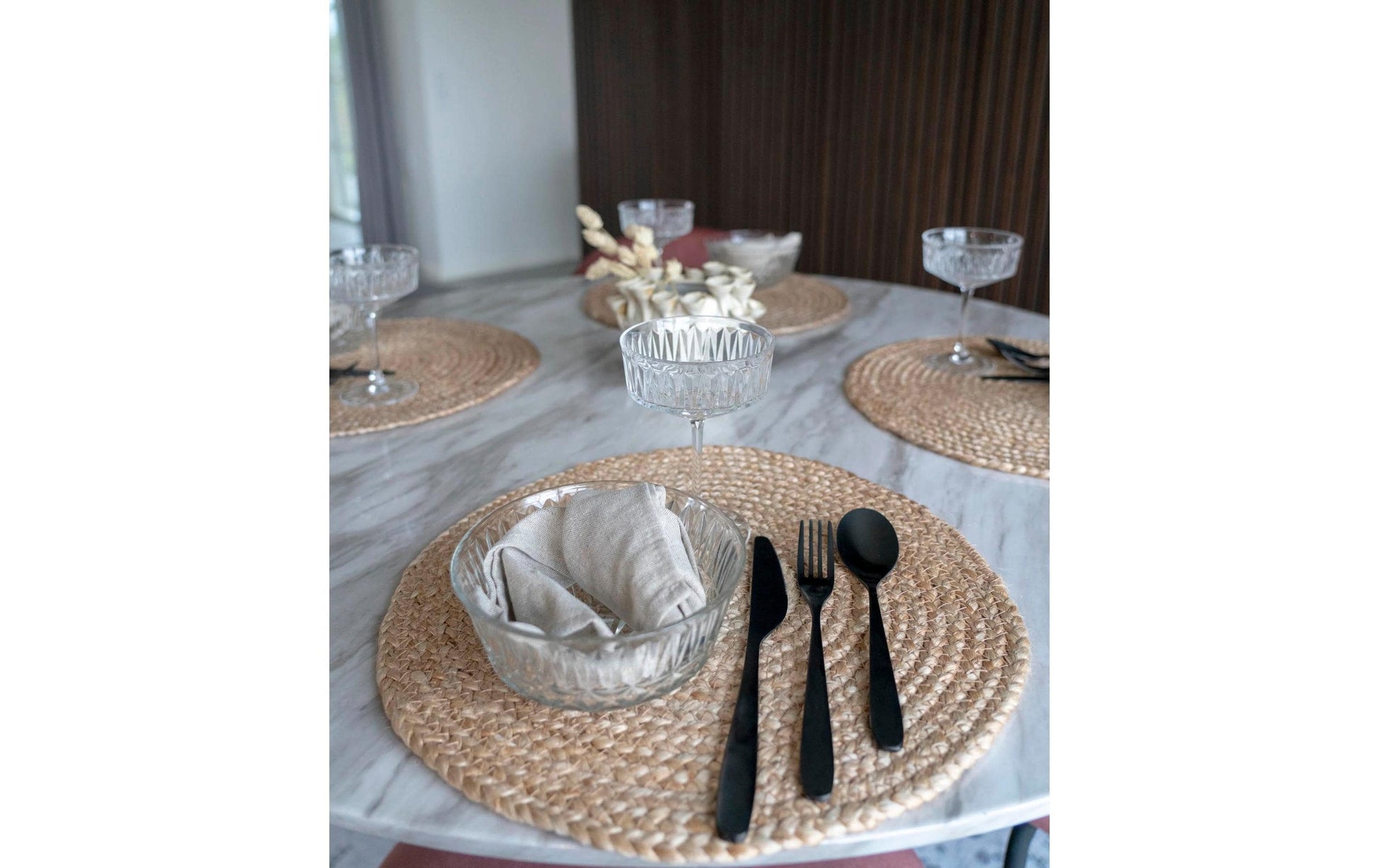 House Nordic Tischset Bombay – rund, Jute, natur, Ø38 cm – 4er-Set