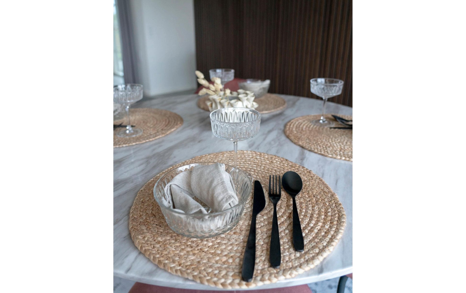 House Nordic Tischset Bombay – rund, Jute, natur, Ø38 cm – 4er-Set