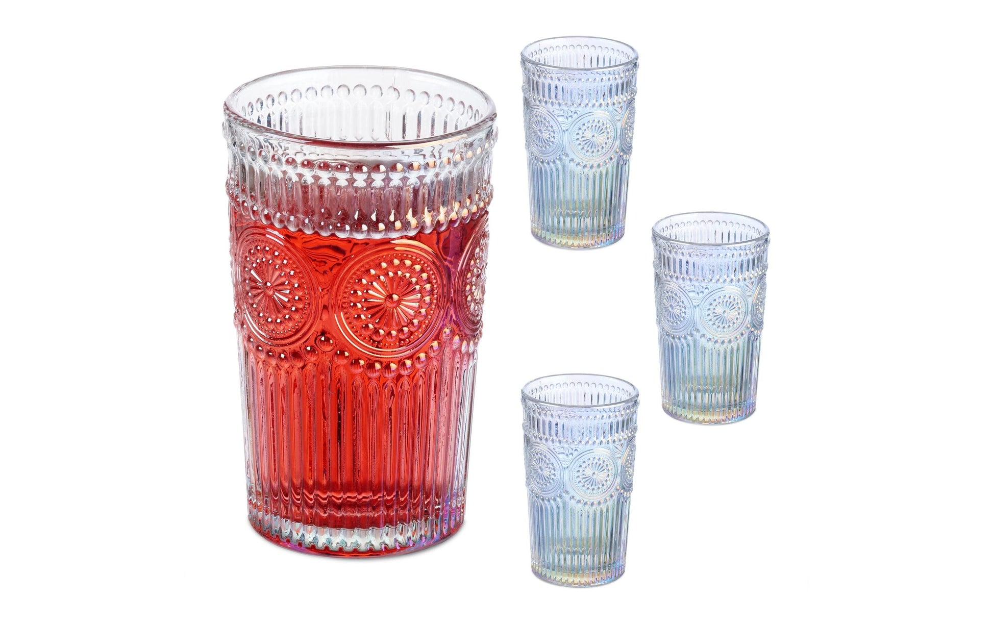 Relaxdays Trinkgläser – 4er Set, 360 ml, Ø 8,0 cm, H 12,5 cm, Glas, Transparent, spülmaschinenfest
