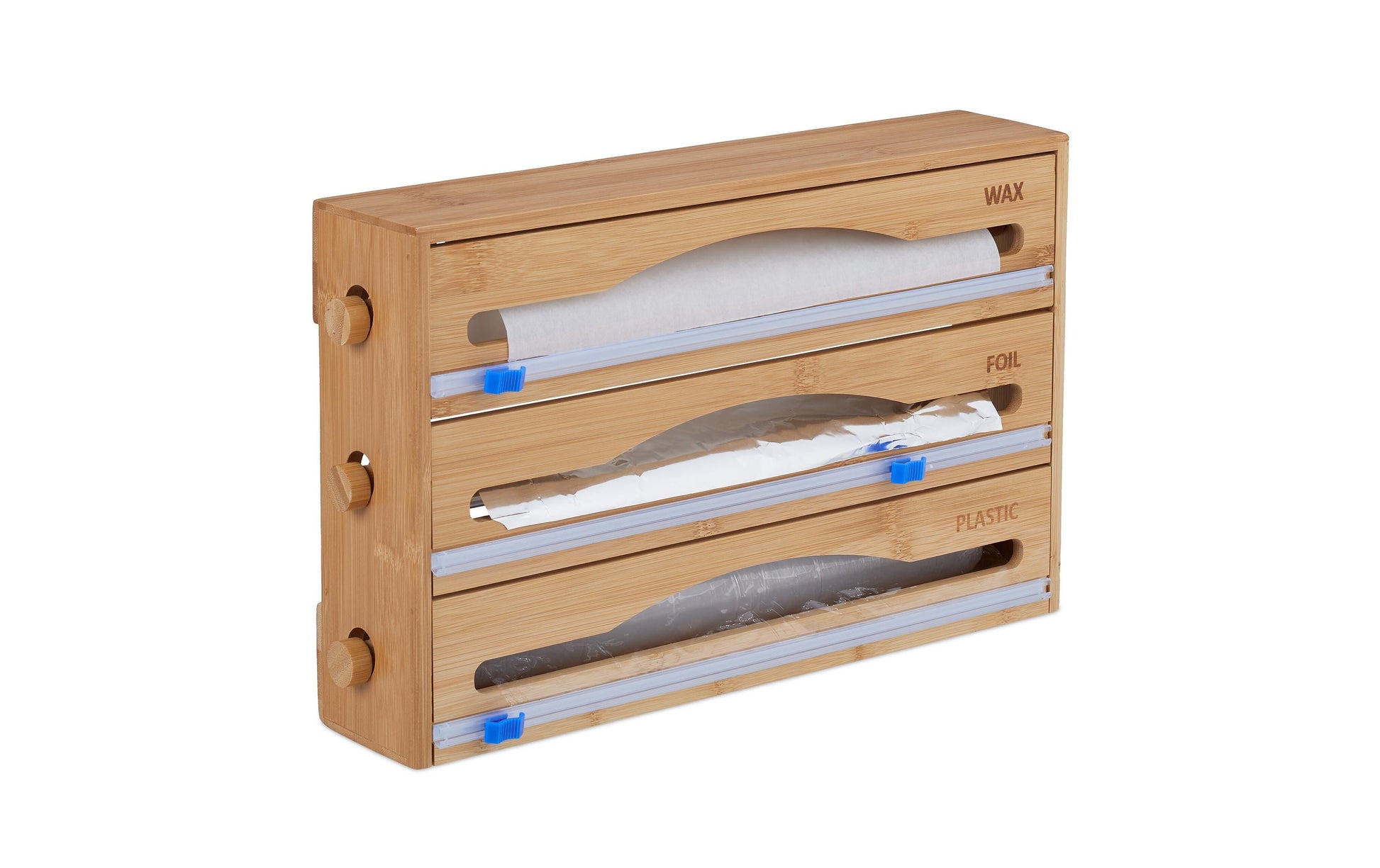 Relaxdays Küchenrollenhalter Bambus/Kunststoff, 39 × 9 × 23,5 cm, für die Wand, Holz