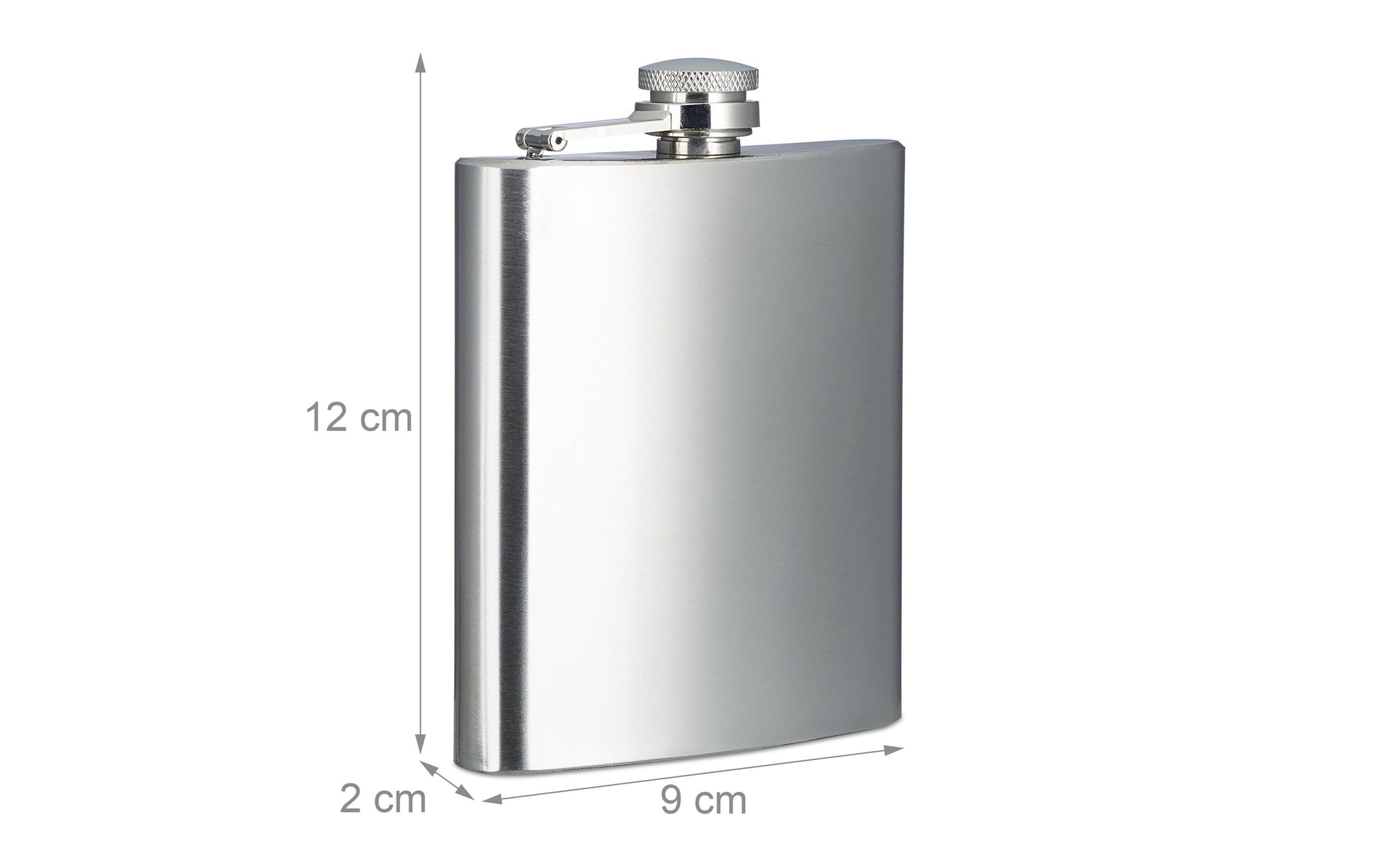 Relaxdays Flachmann – 200 ml, Edelstahl, 12 × 9 × 2 cm