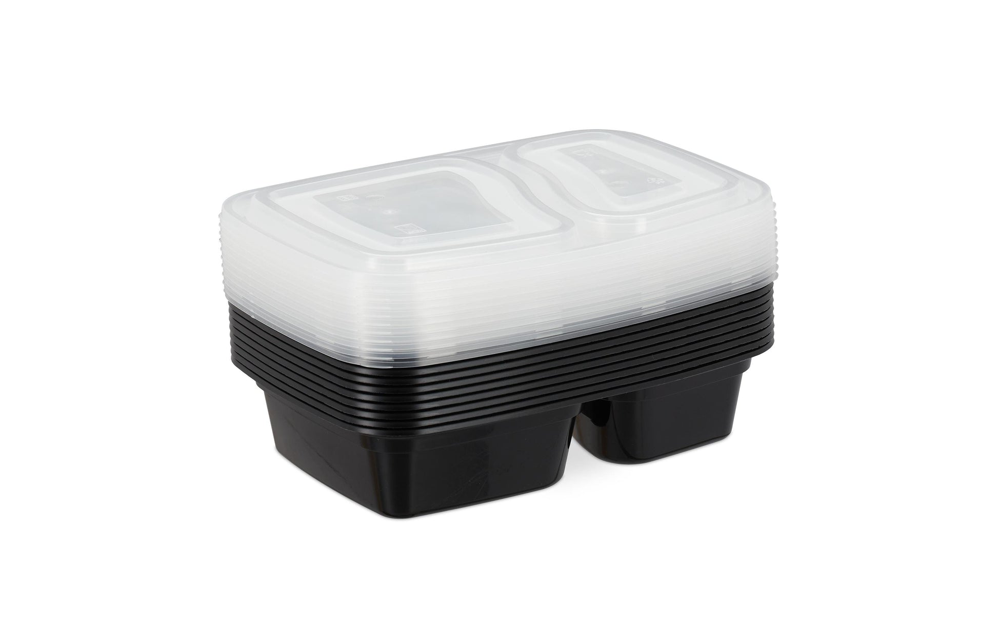 Relaxdays Take-away-Box, Polypropylen (PP), 2-geteilt – 1 l, schwarz – 1 Stk.