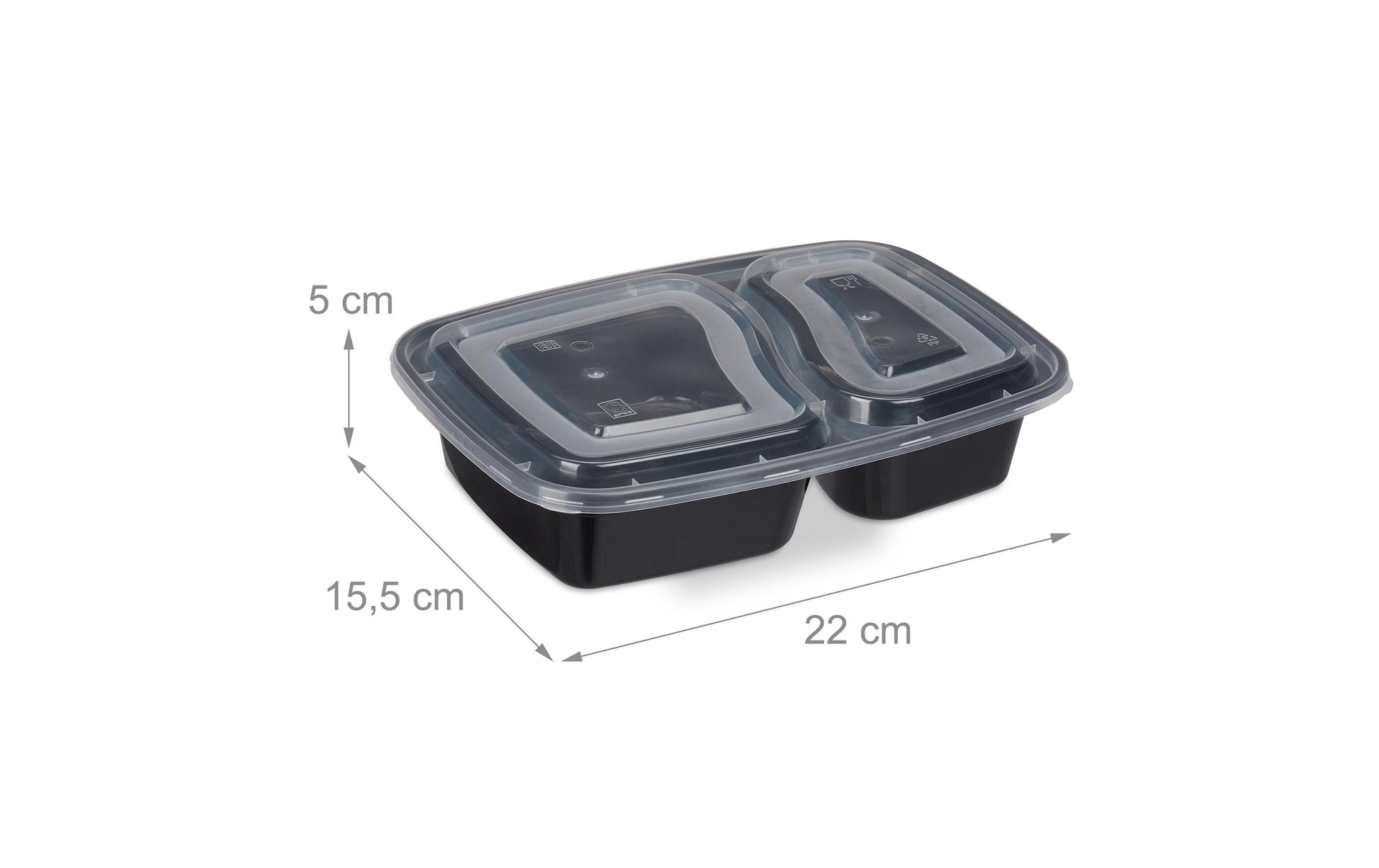 Relaxdays Take-away-Box, Polypropylen (PP), 2-geteilt – 1 l, schwarz – 1 Stk.