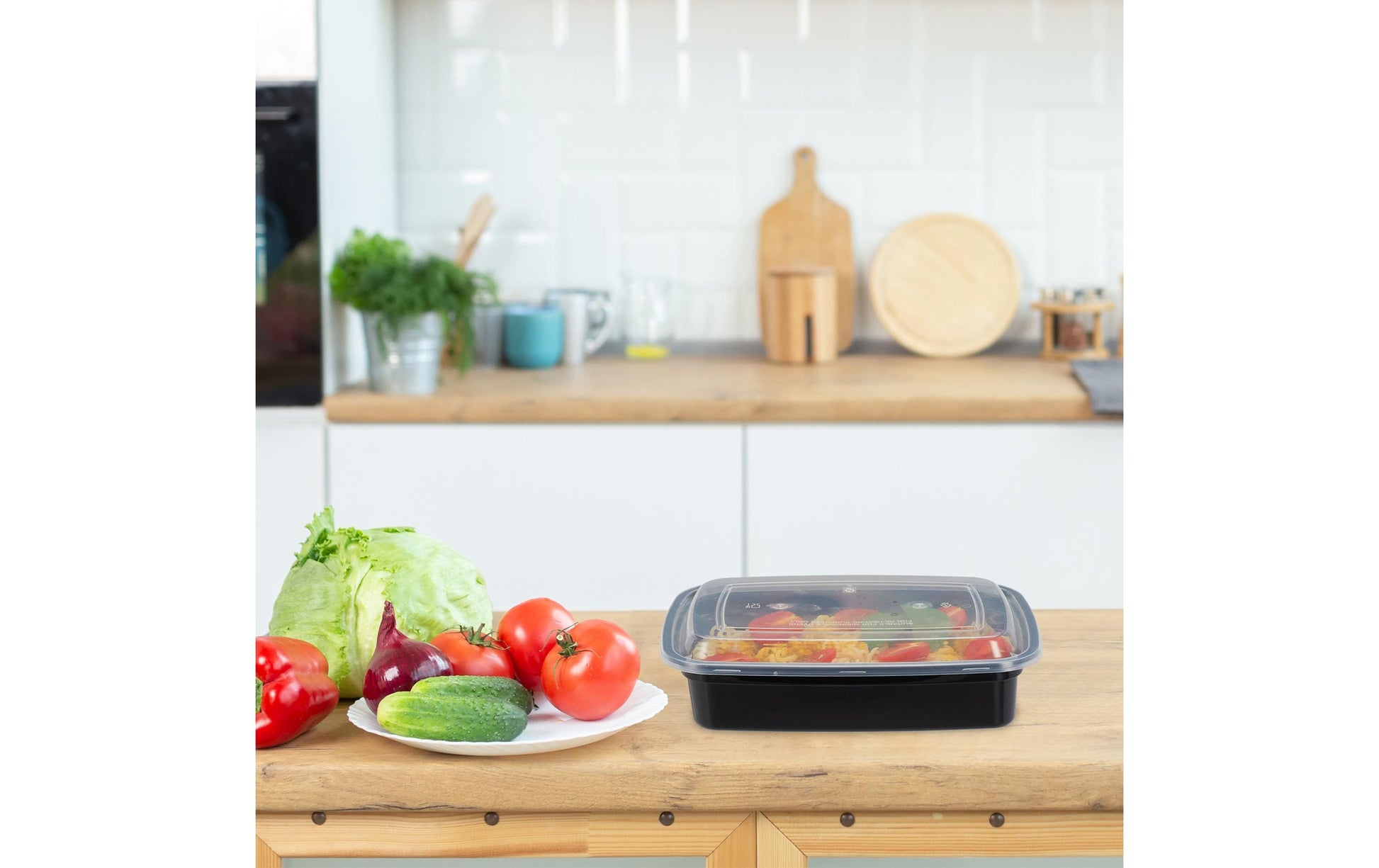 Relaxdays Take-away-Box, PP – 1'000 ml – 22 × 15 cm, schwarz – 1 Stk.