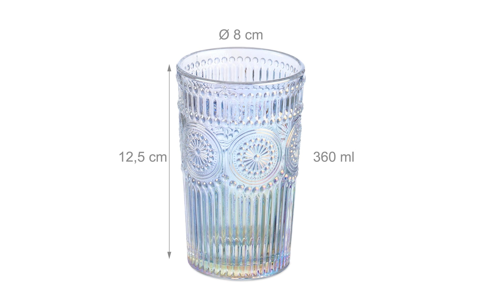 Relaxdays Trinkgläser – 4er Set, 360 ml, Ø 8,0 cm, H 12,5 cm, Glas, Transparent, spülmaschinenfest