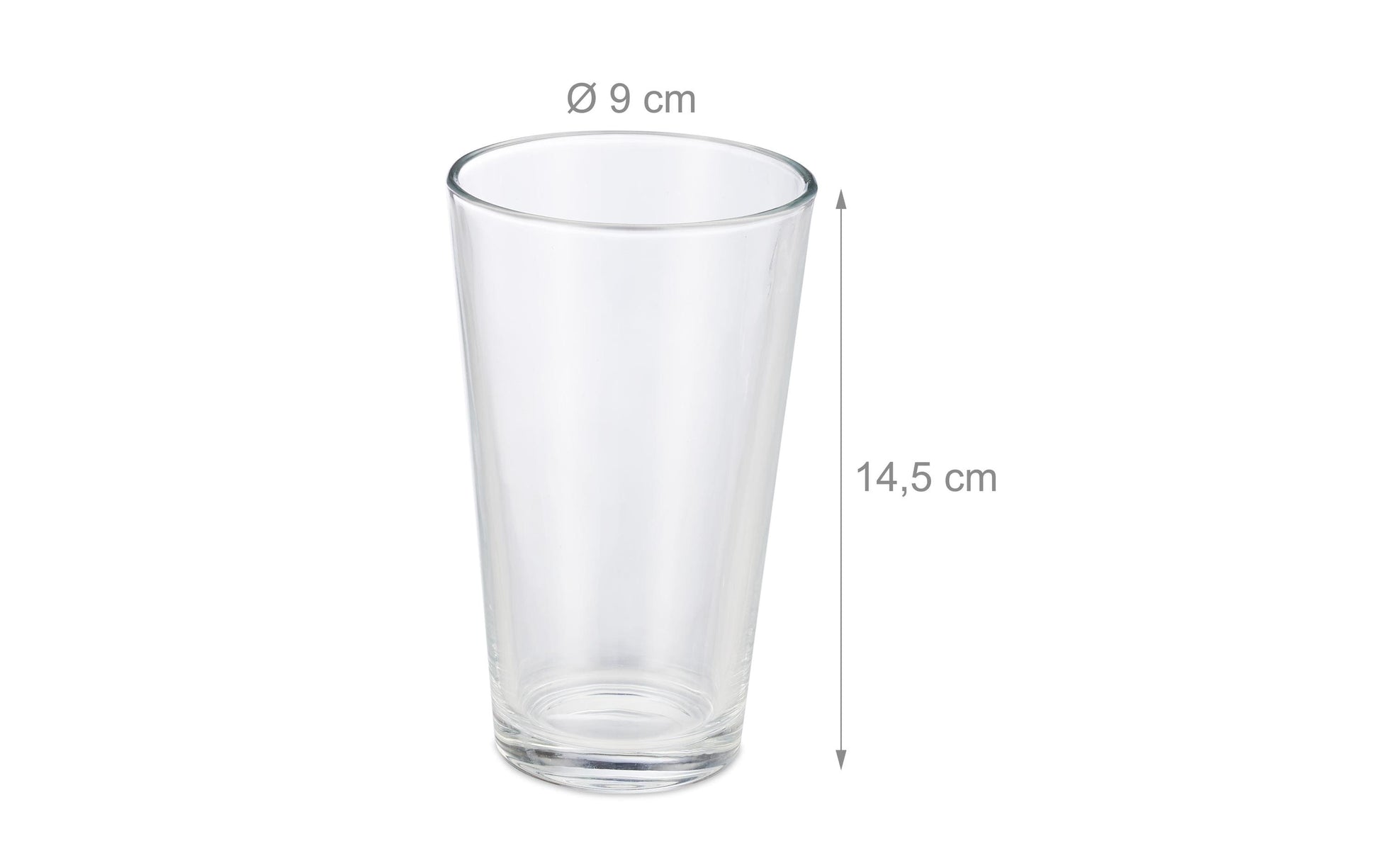 Relaxdays Trinkglas – 500 ml, Ø 9 cm, H 14,5 cm, Glas, Transparent