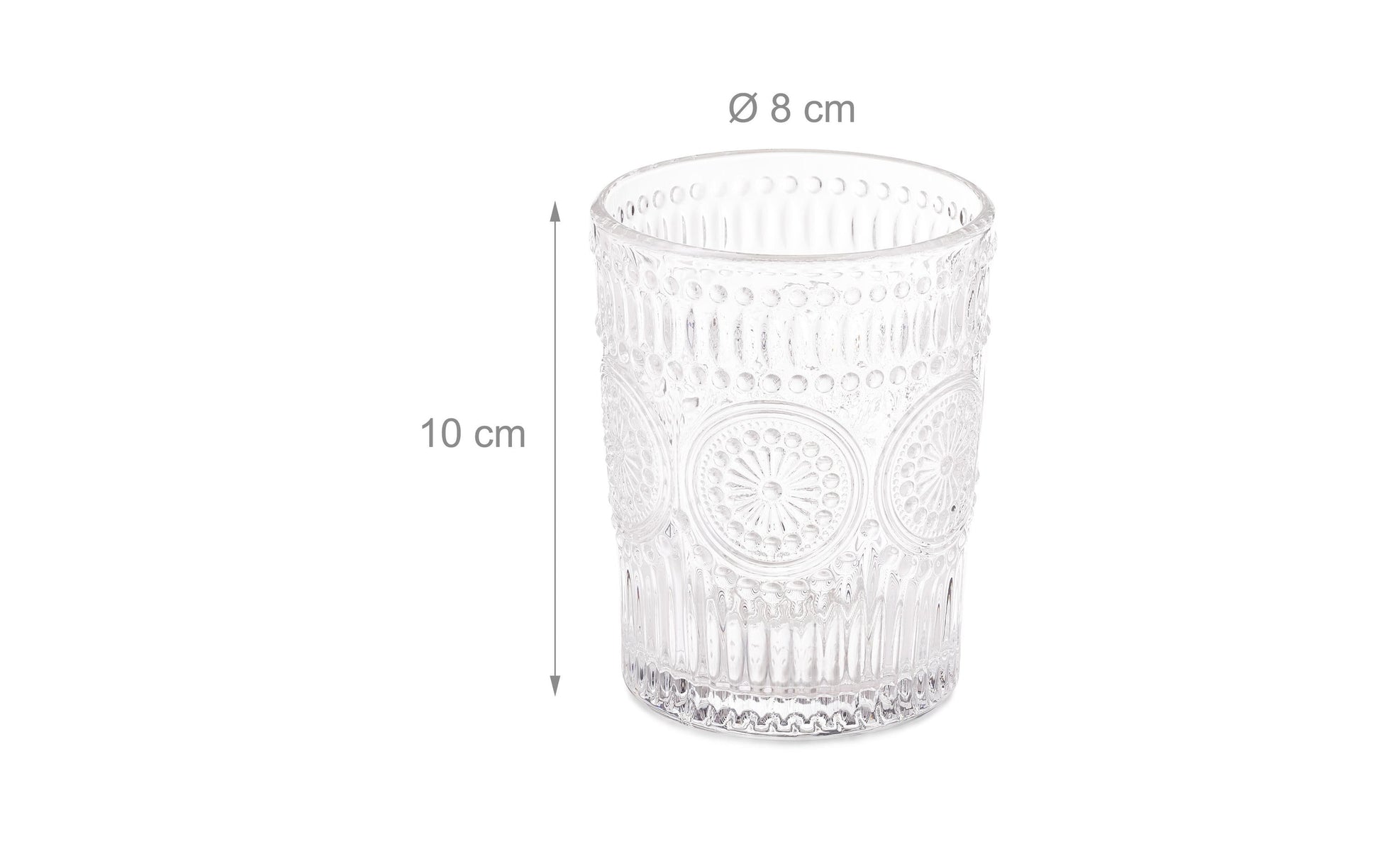 Relaxdays Trinkglas – 300 ml, Ø 8 cm, H 10 cm, Glas, Transparent