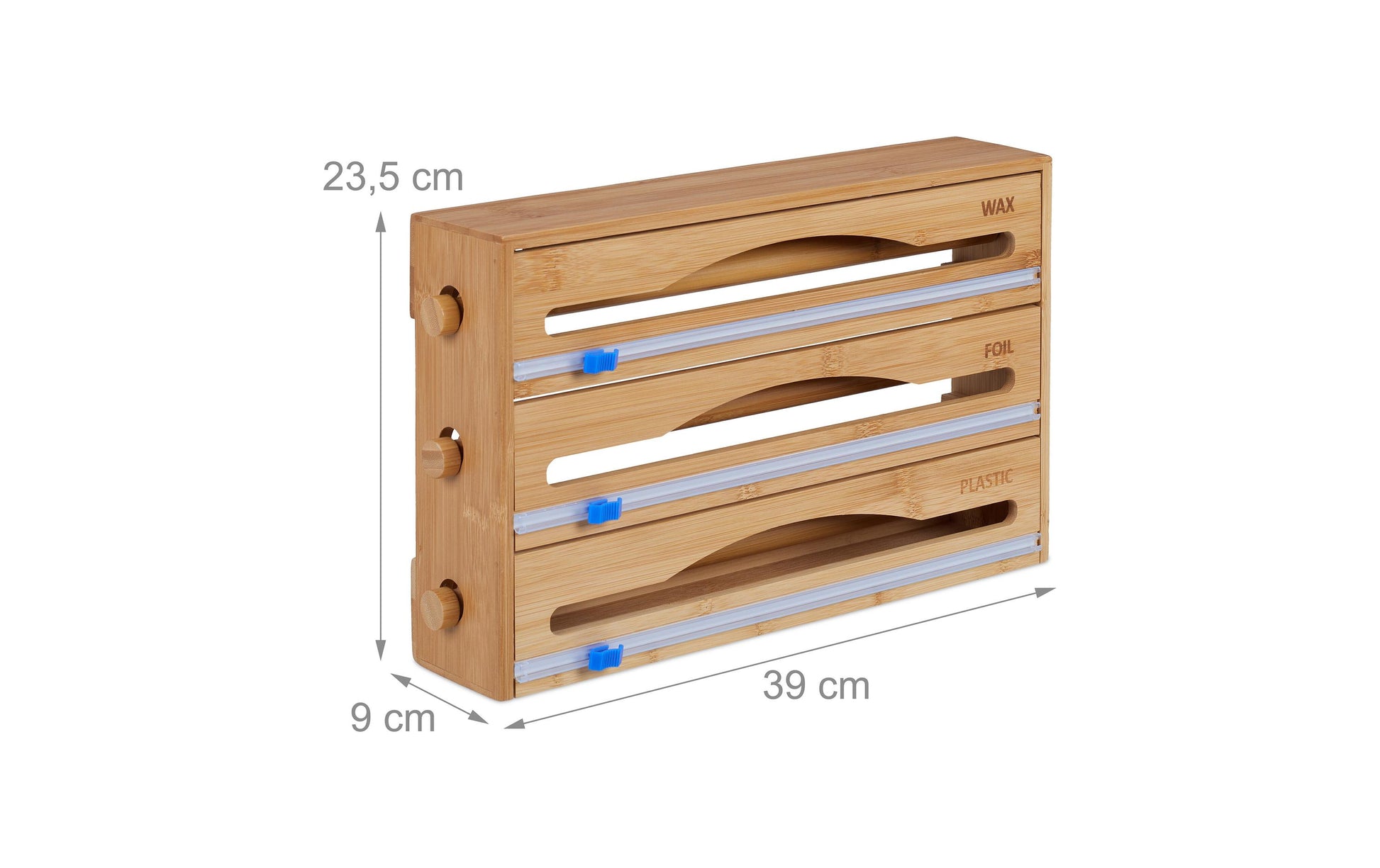 Relaxdays Küchenrollenhalter Bambus/Kunststoff, 39 × 9 × 23,5 cm, für die Wand, Holz