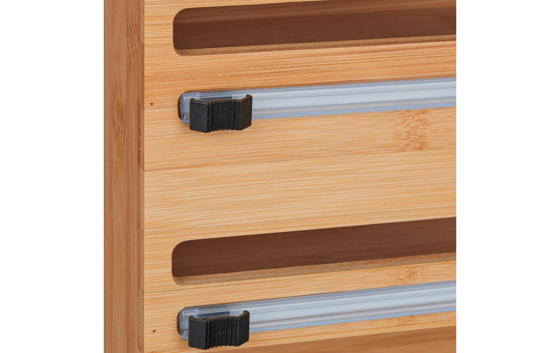 Relaxdays Küchenrollenhalter Bambus/Edelstahl, 39,5 × 11 × 31 cm, wandmontiert