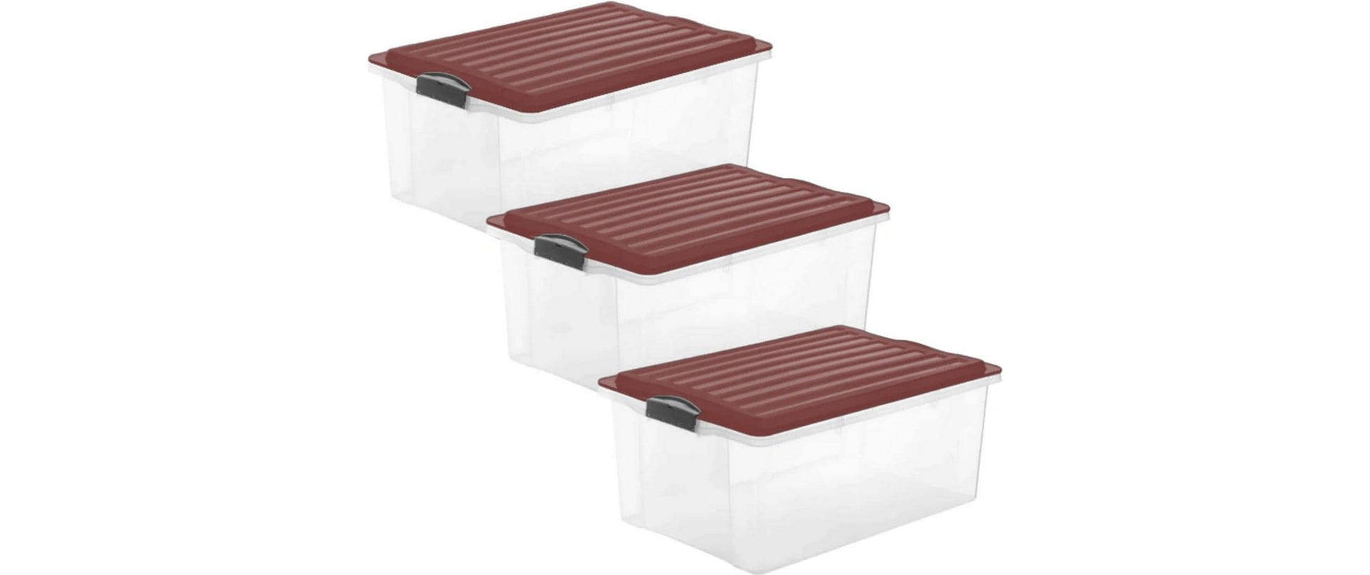 Rotho Aufbewahrungsbox – Kunststoff, Transparent, 40 × 18 × 57 cm – 3er-Pack