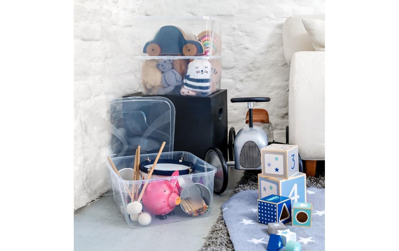 Rotho Aufbewahrungsbox – Polypropylen, Transparent, 35,1 × 17,2 × 42 cm – 3er-Pack