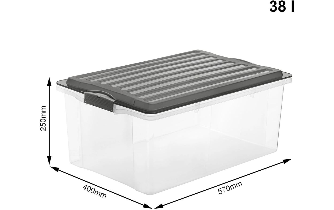 Rotho Aufbewahrungsbox – Kunststoff, Transparent, 40 × 18 × 57 cm – 3er-Pack
