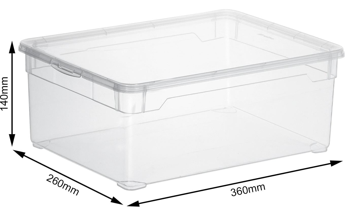 Rotho Aufbewahrungsbox 10 l (mit Deckel) – Kunststoff – transparent/blau – 360 × 140 × 260 mm
